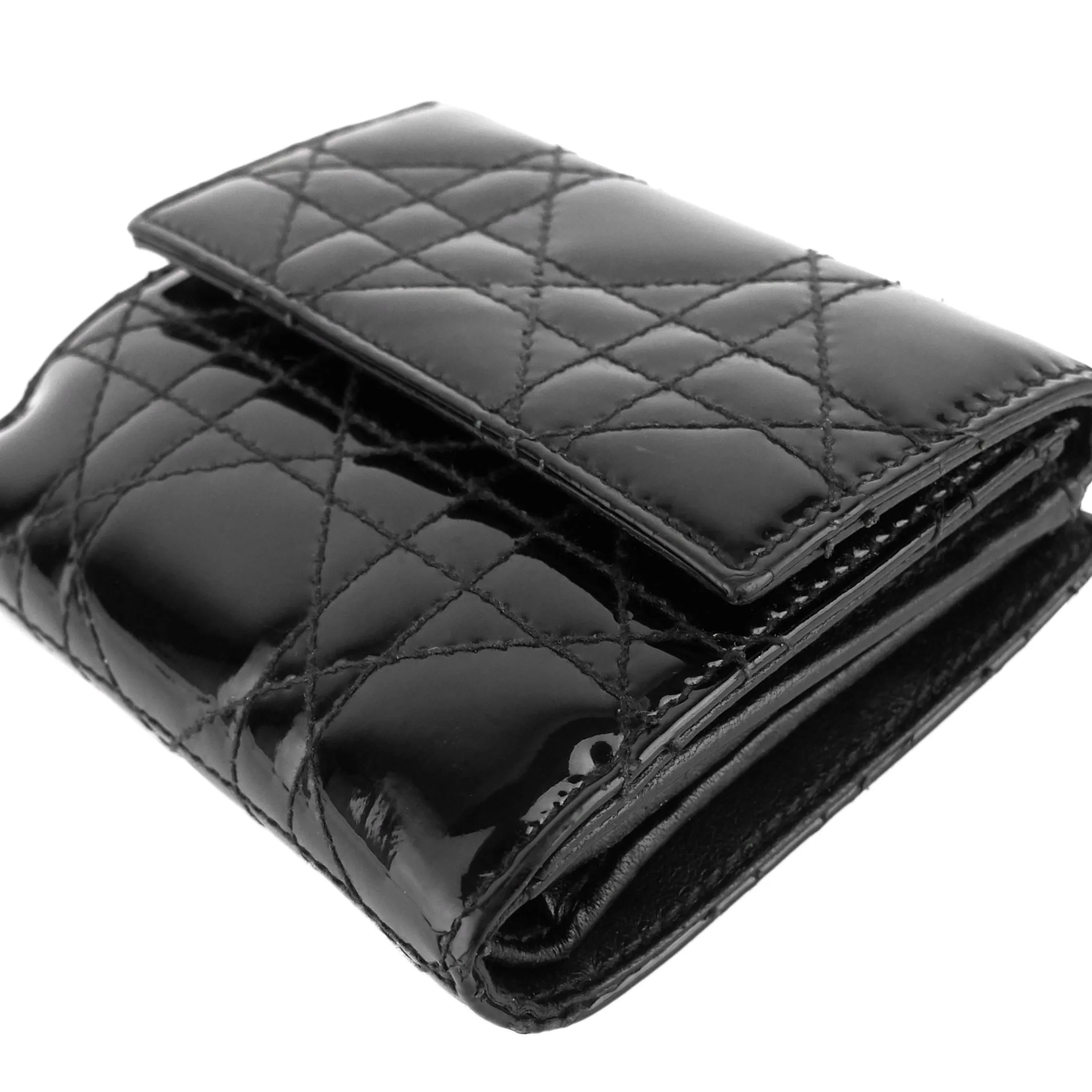 DIOR Patent Leather Cannage Quilted Wallet