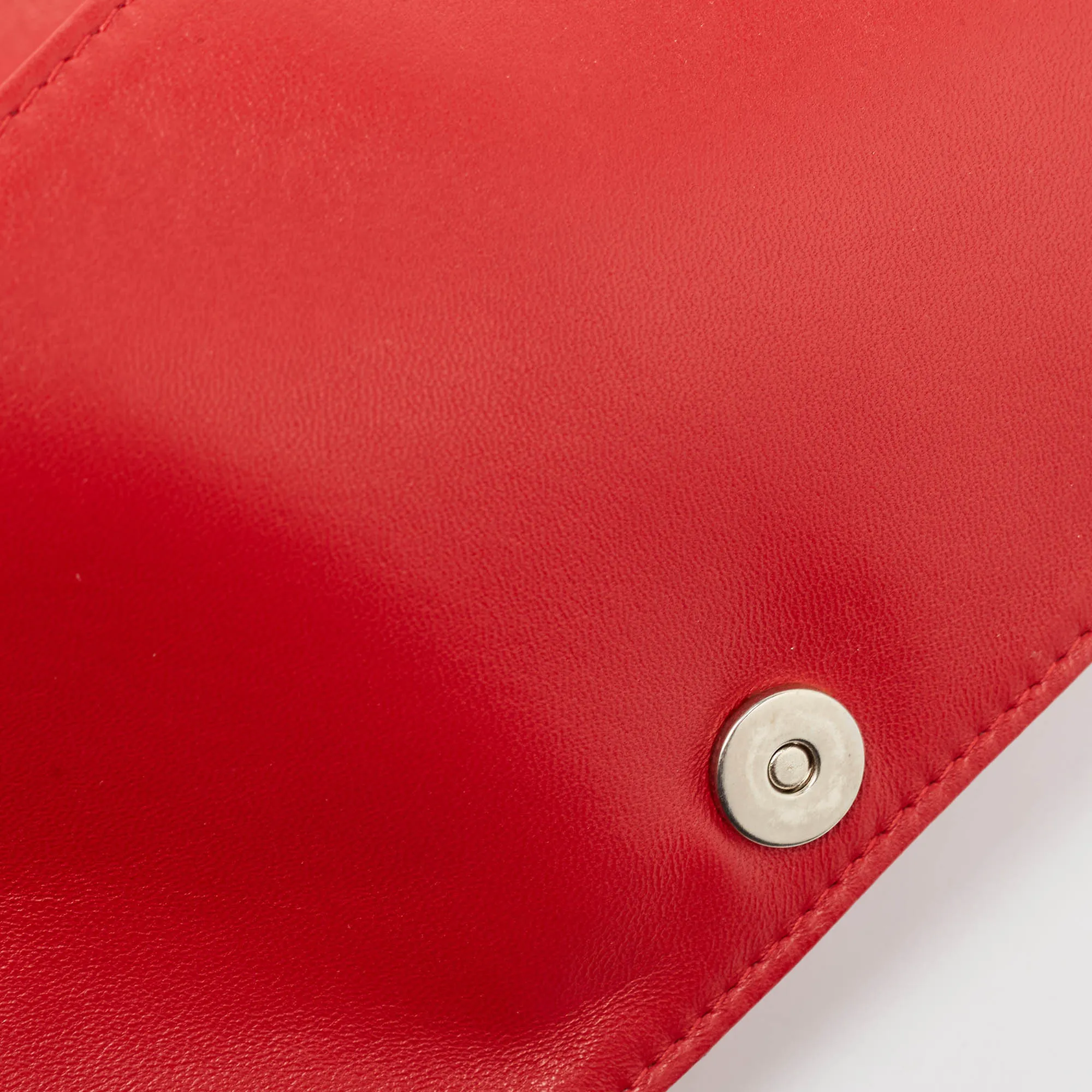 DIOR Red Cannage Leather Lady  Chain Clutch