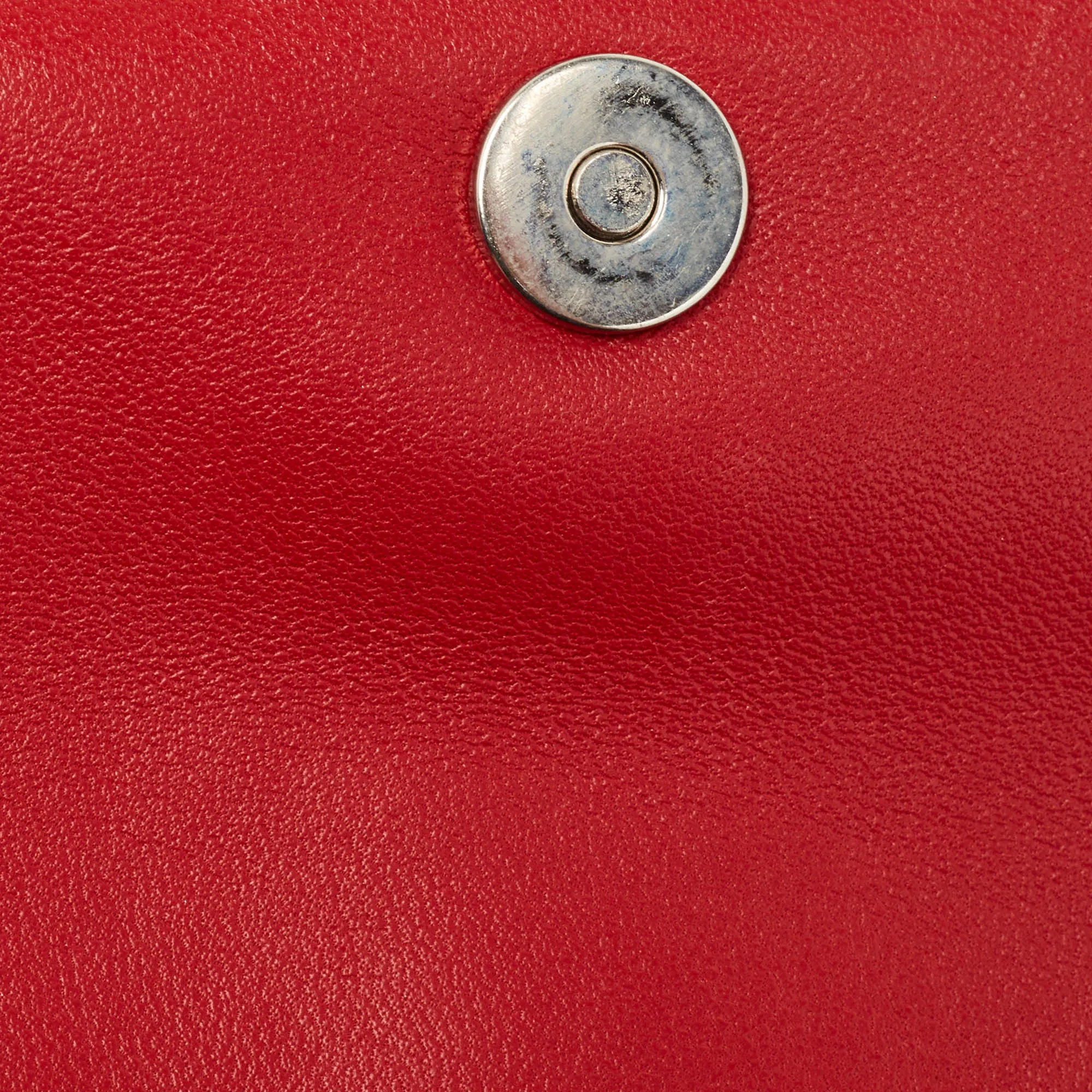 DIOR Red Cannage Leather Lady  Chain Clutch