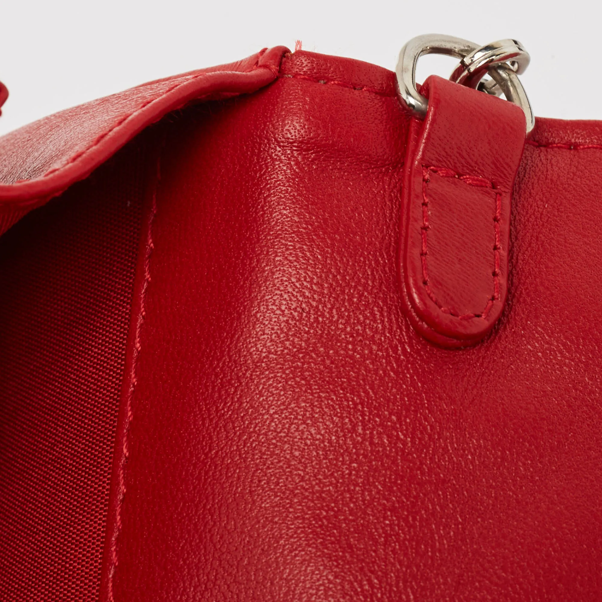 DIOR Red Cannage Leather Lady  Chain Clutch