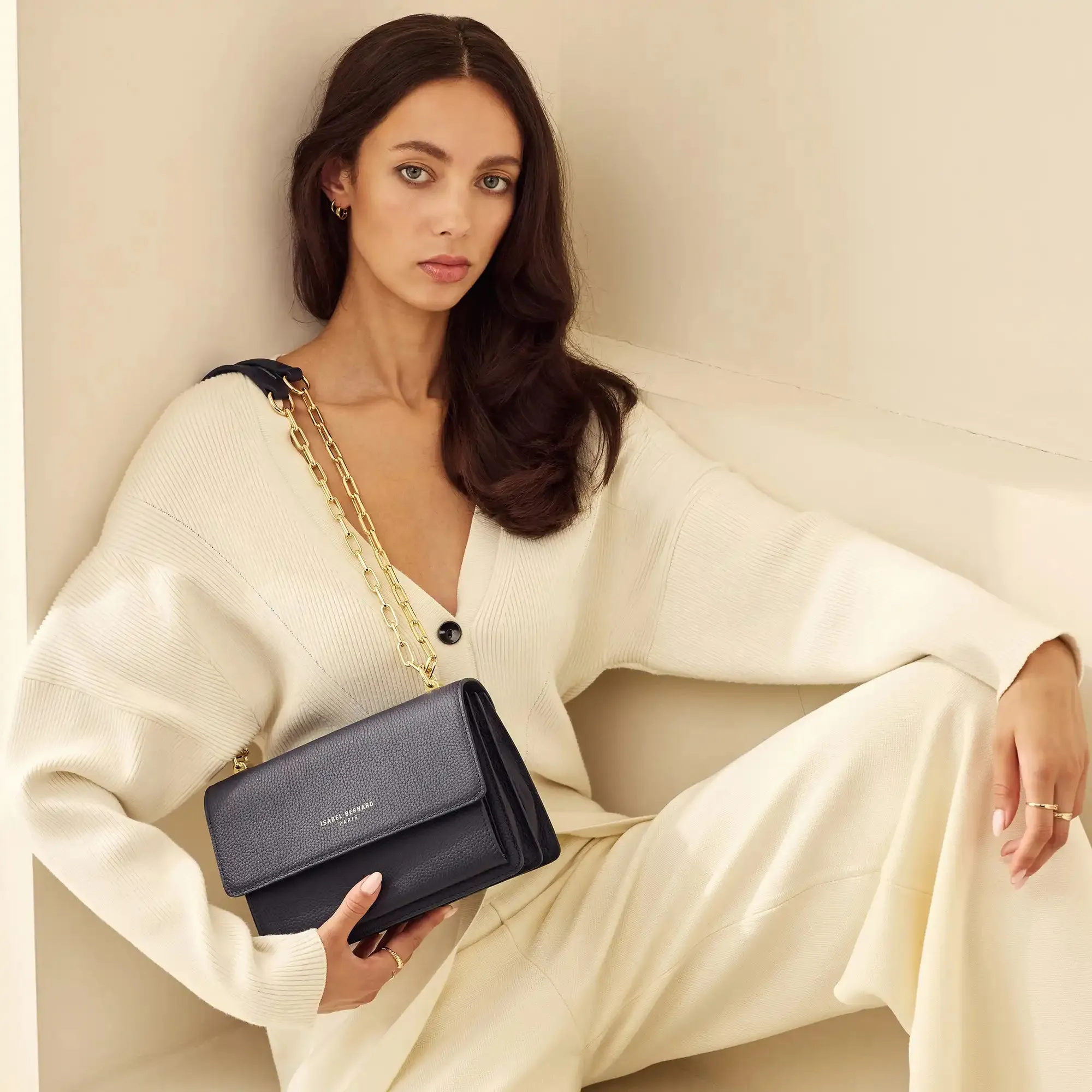 Femme Forte Valerie blue calfskin leather shoulder bag
