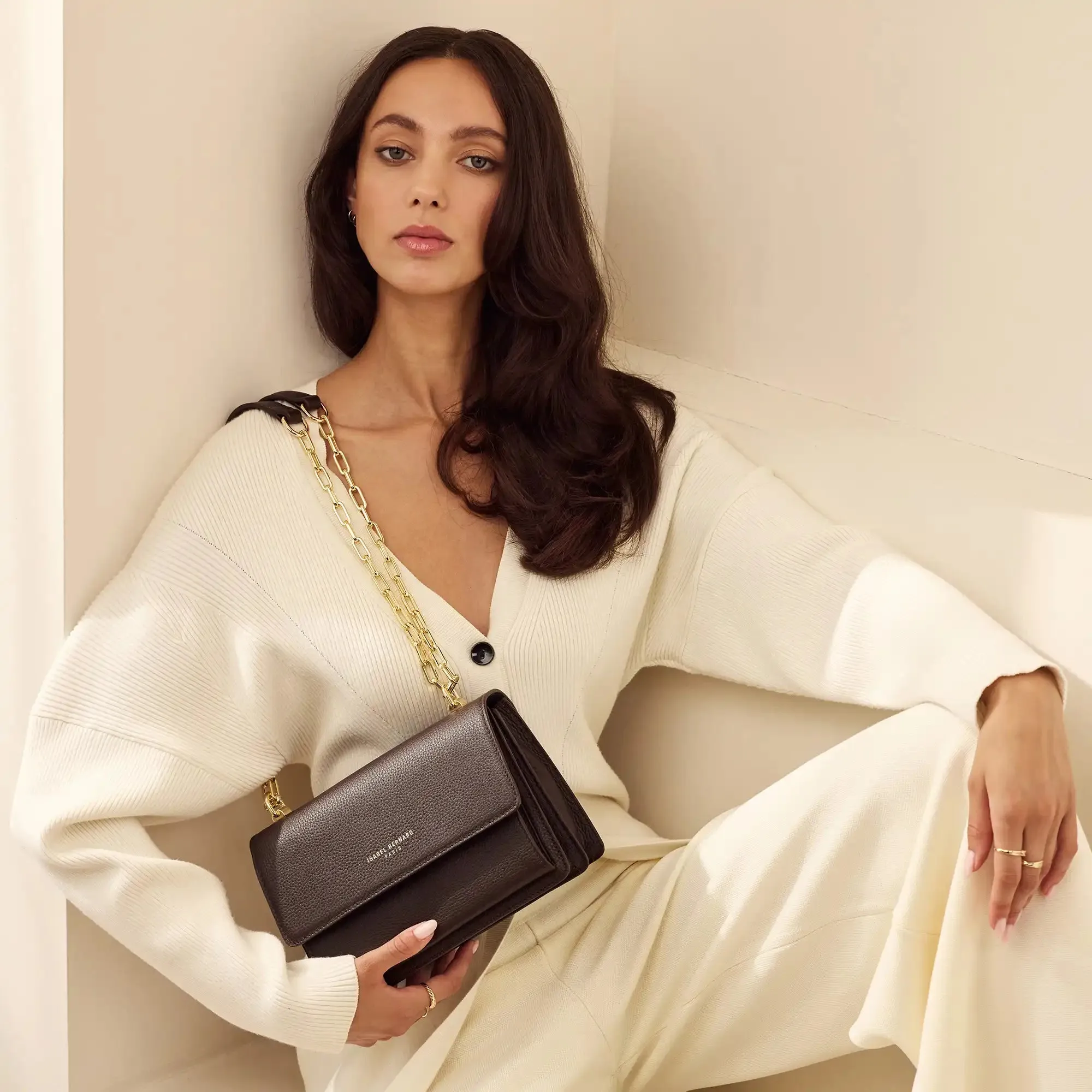 Femme Forte Valerie brown calfskin leather shoulder bag