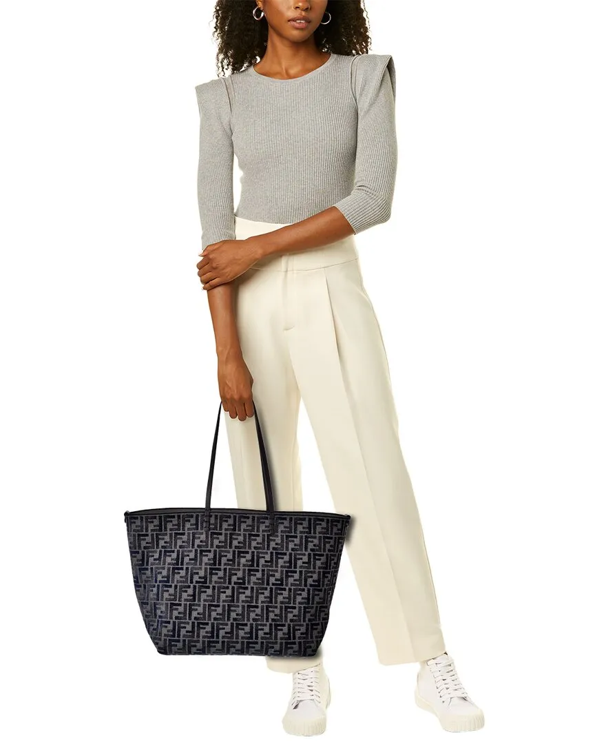 FENDI Roll Large FF Canvas & Leather Tote