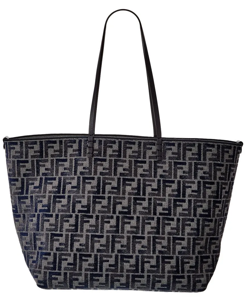 FENDI Roll Large FF Canvas & Leather Tote