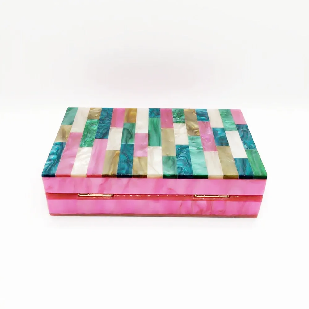 Feria Multi-Color Acrylic Evening Box Clutch