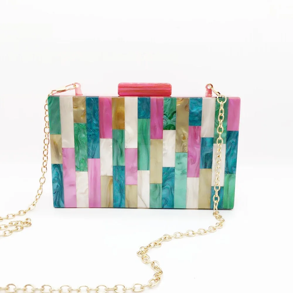 Feria Multi-Color Acrylic Evening Box Clutch