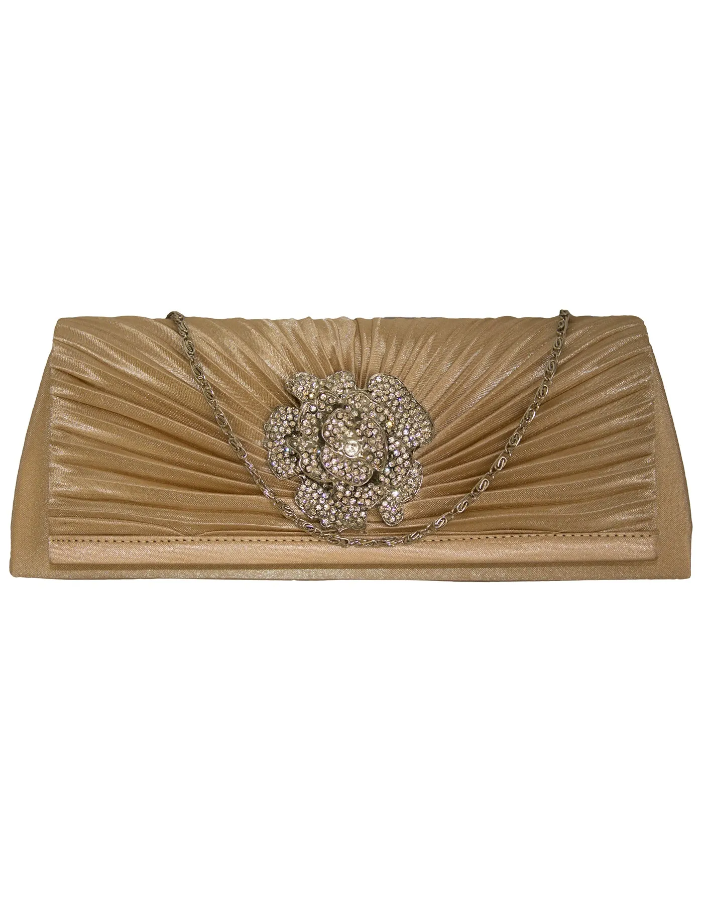 Fino T732-2 Satin Flower Evening Clutch Bag with Chain- Set of 5