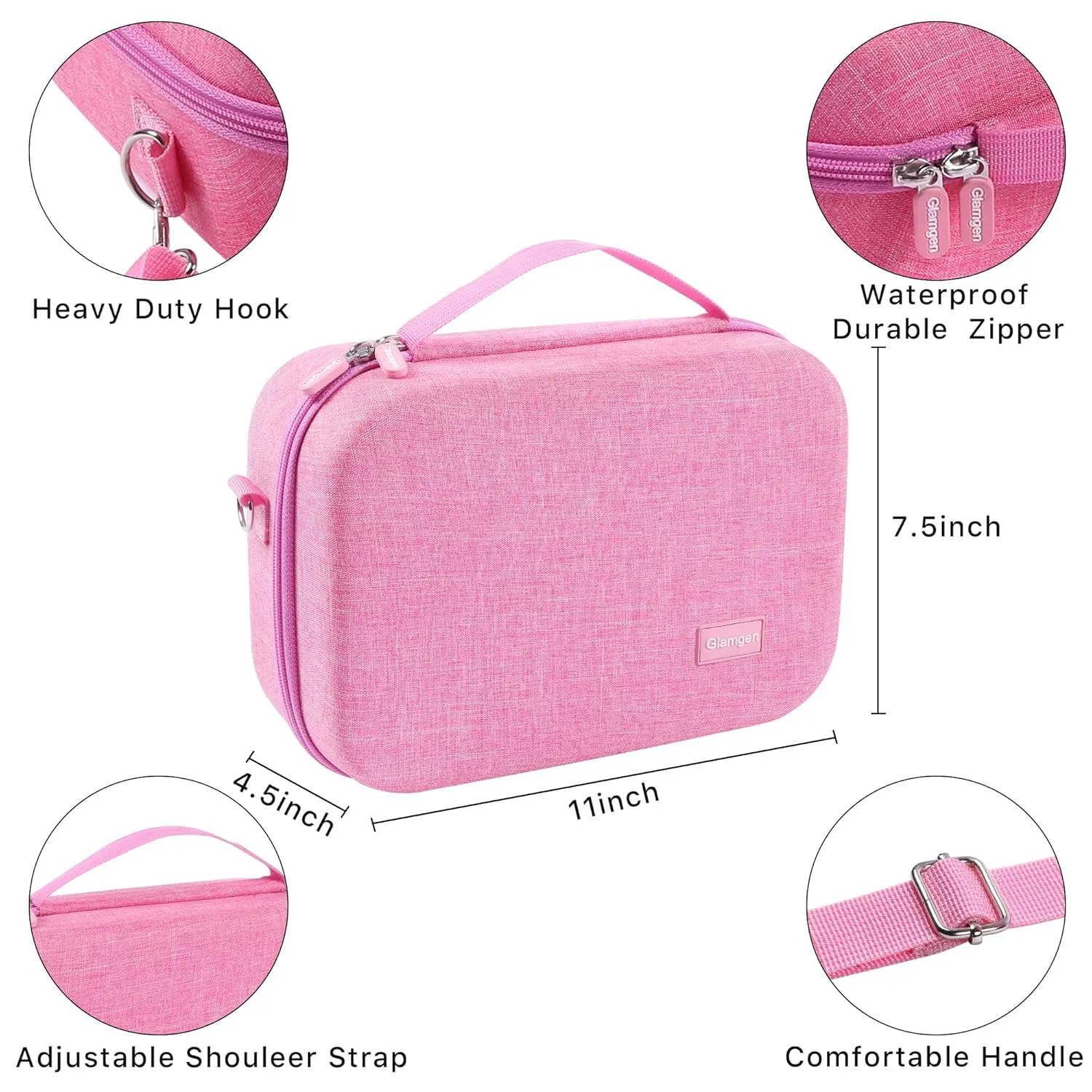 Glamgen Carrying Storage Case for Nintendo Switch,Large Storage Nintendo Switch Cases,Portable Travel All Hard Protective Bag with 16 Game Cards for Switch Controller and Accessories,Pink