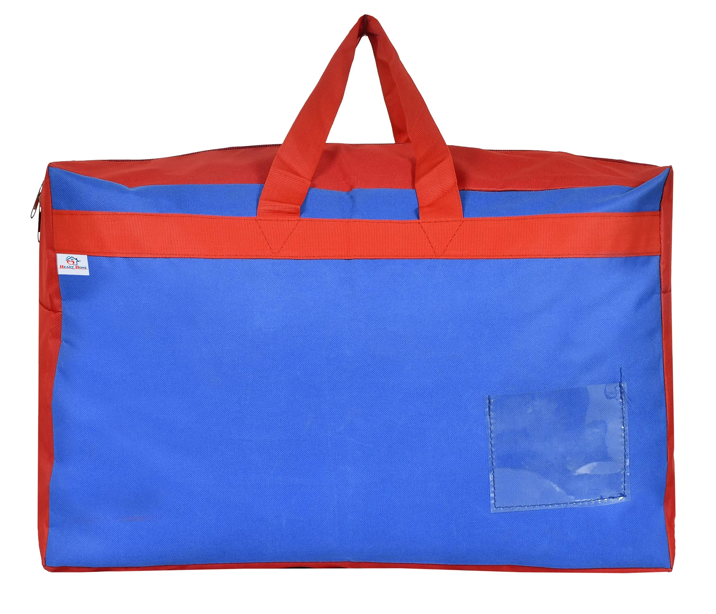 Heart Home Canvas Multi-Purpose Storage Bag/Clothing Storage Organizer(Blue & Red)