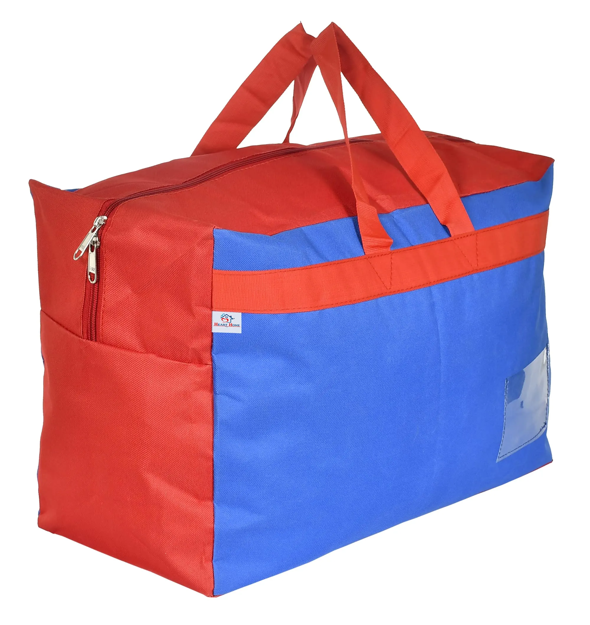 Heart Home Canvas Multi-Purpose Storage Bag/Clothing Storage Organizer(Blue & Red)