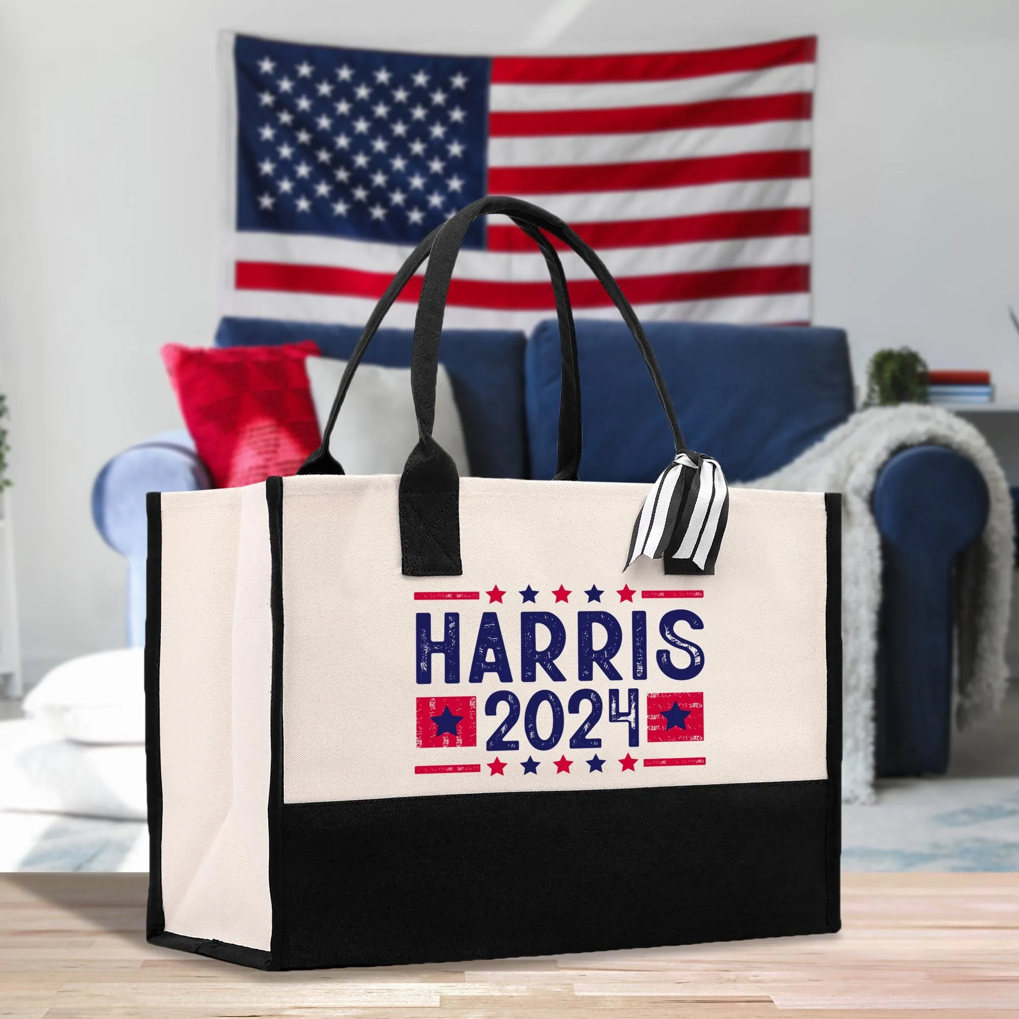 Kamala Harris 2024 Cotton Canvas Tote Bag Kamala Harris Supporter Bag Madam President Tote Gift for Harris Supporter (KHTB1003)