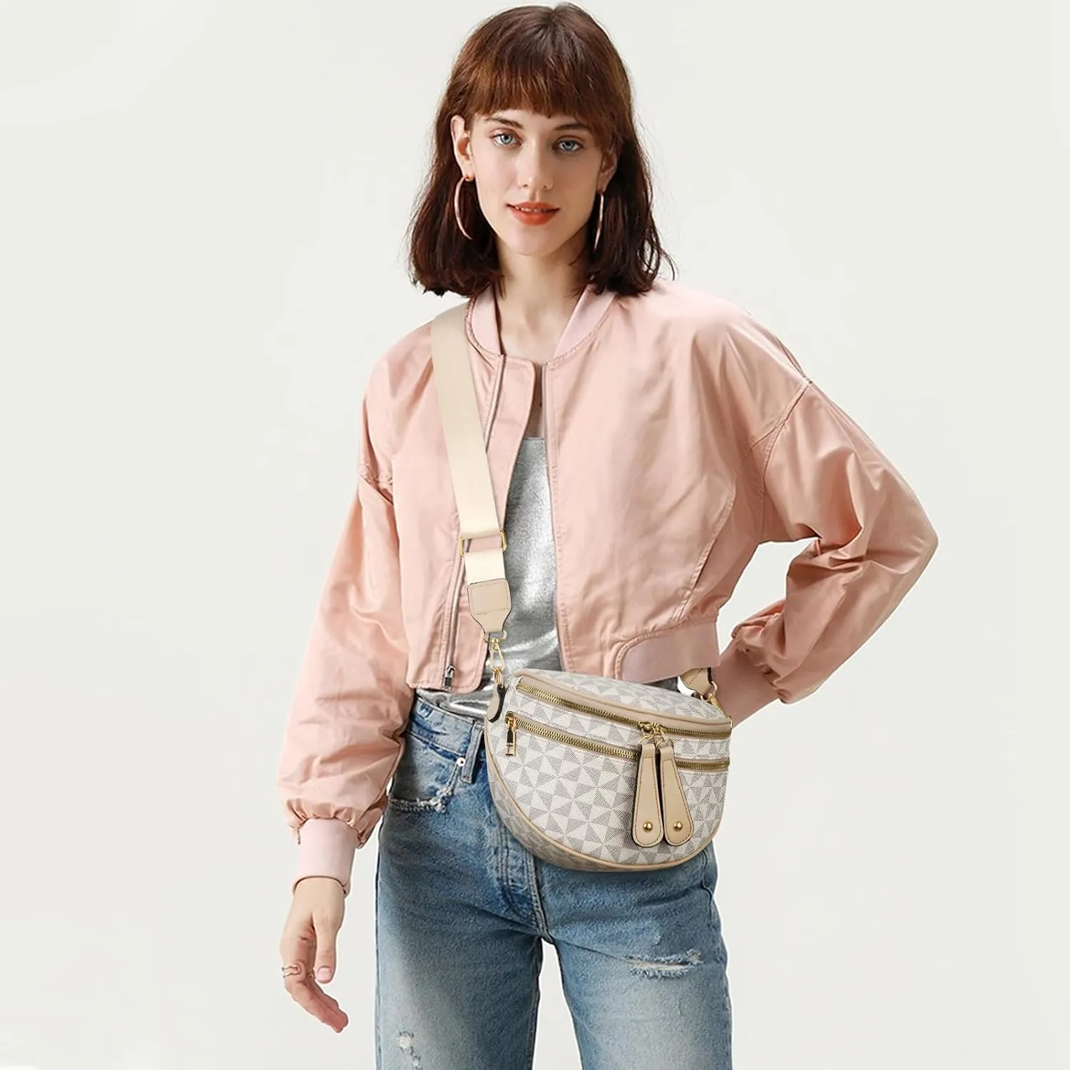 KKXIU Crossbody Sling Bag for Women Trendy Fanny Pack Vegan Leather Chest Bag