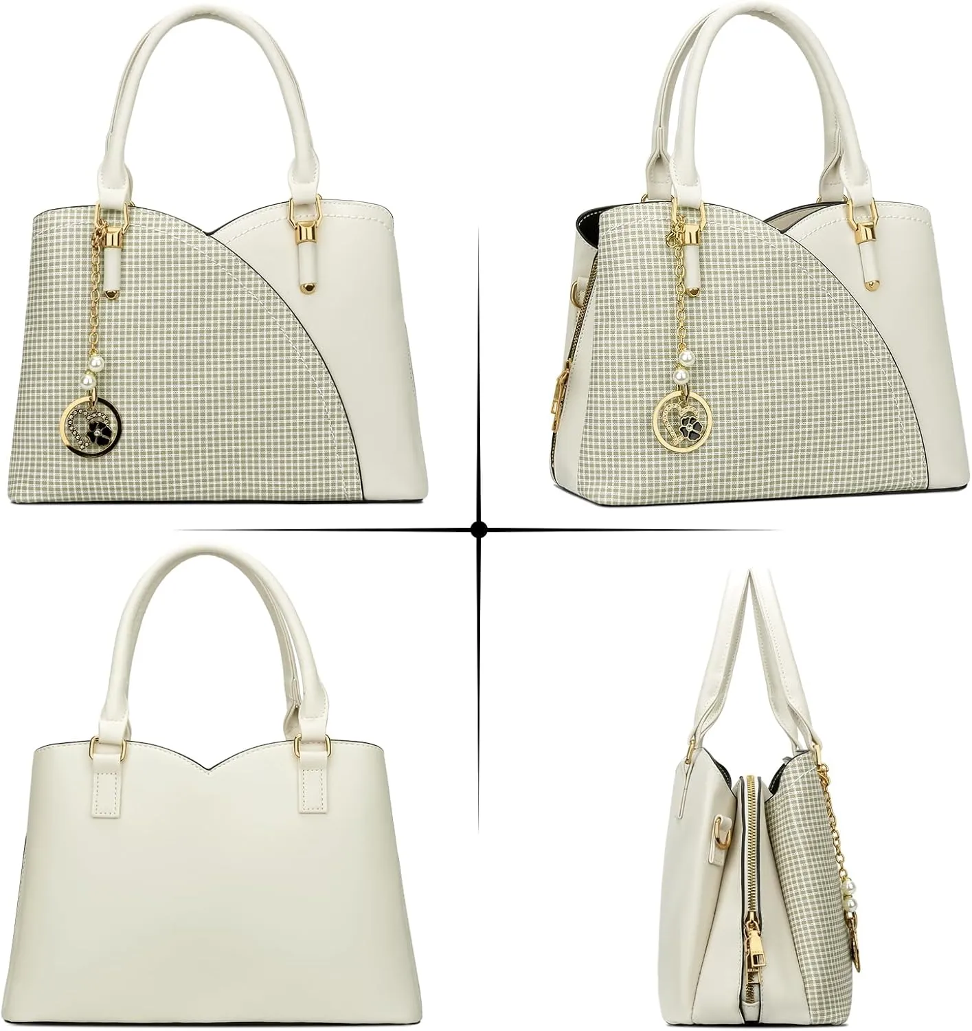 KKXIU Triple Compartments Purses and Handbags for Women Fashion Ladies Satchel Shoulder Top Handle Bag