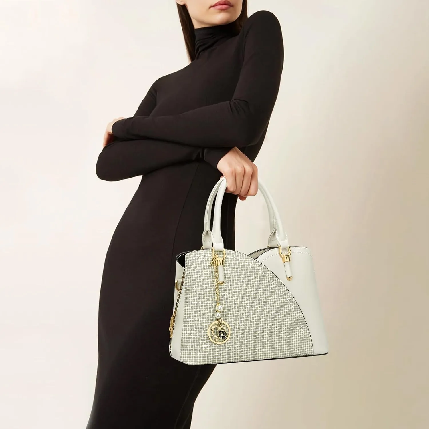 KKXIU Triple Compartments Purses and Handbags for Women Fashion Ladies Satchel Shoulder Top Handle Bag