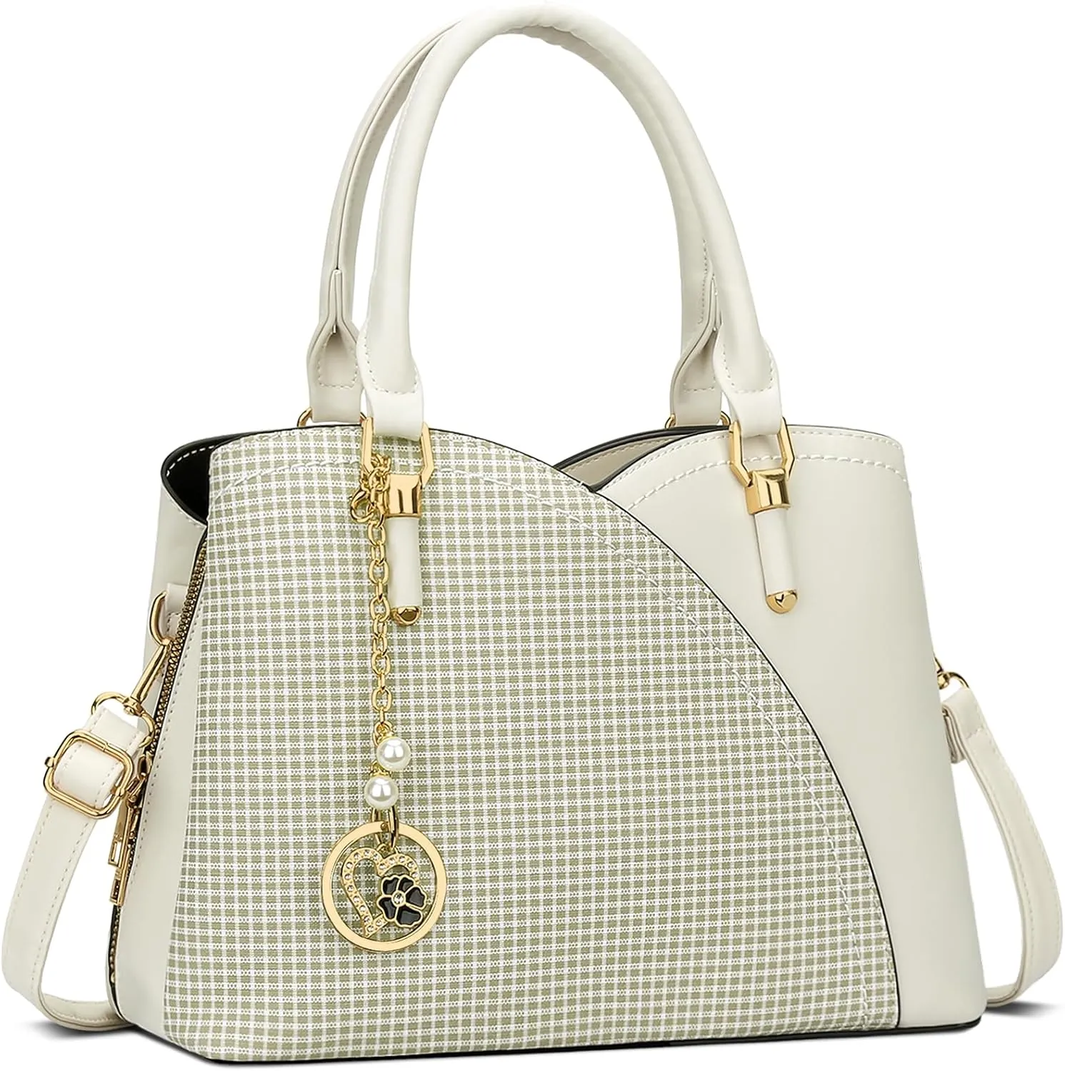KKXIU Triple Compartments Purses and Handbags for Women Fashion Ladies Satchel Shoulder Top Handle Bag