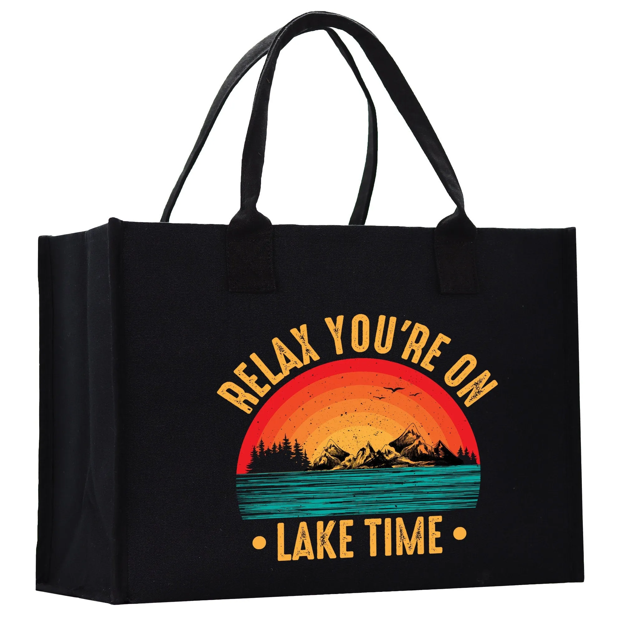 Lake Life Cotton Canvas Tote Bag Large Chic Tote Bag Gift for Her Girls Weekender Bag Weekend Tote Boat Bag Lake Life Gift (LLT1006)