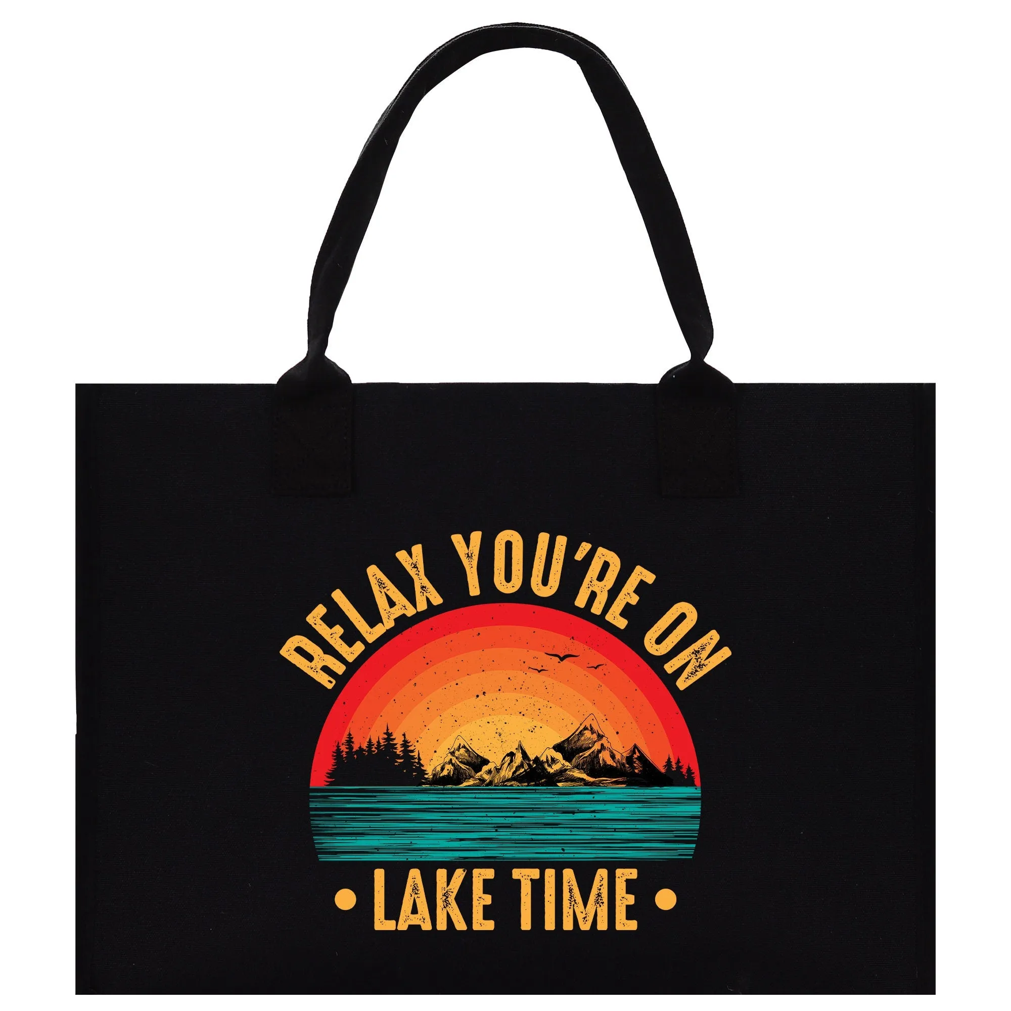 Lake Life Cotton Canvas Tote Bag Large Chic Tote Bag Gift for Her Girls Weekender Bag Weekend Tote Boat Bag Lake Life Gift (LLT1006)