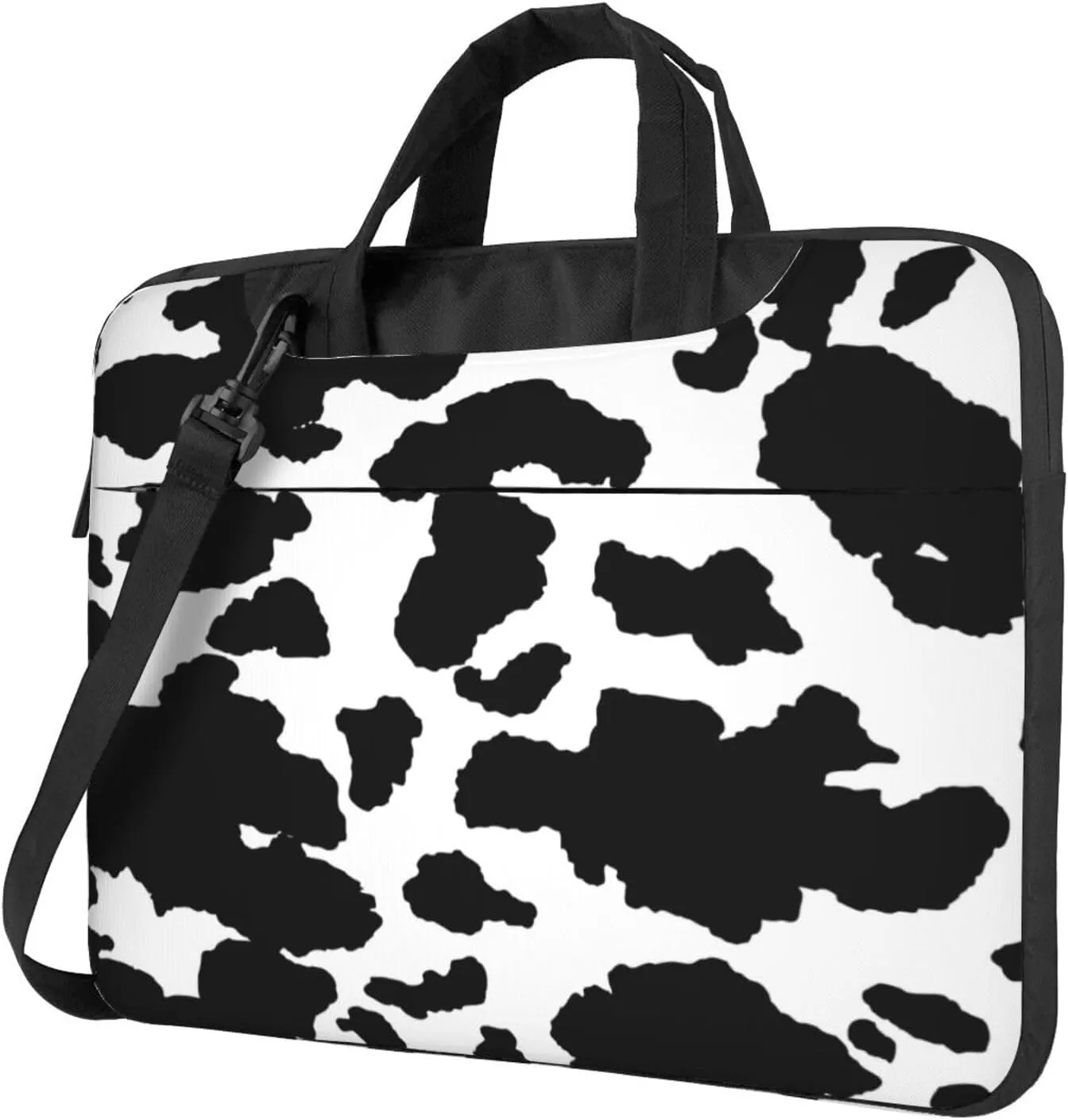 Laptop Case Bag Cow Animal Skin Print White And Black Camo Print Briefcase Messenger Notebook Carrying Bag Case Sleeve For Women Men