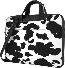 Laptop Case Bag Cow Animal Skin Print White And Black Camo Print Briefcase Messenger Notebook Carrying Bag Case Sleeve For Women Men