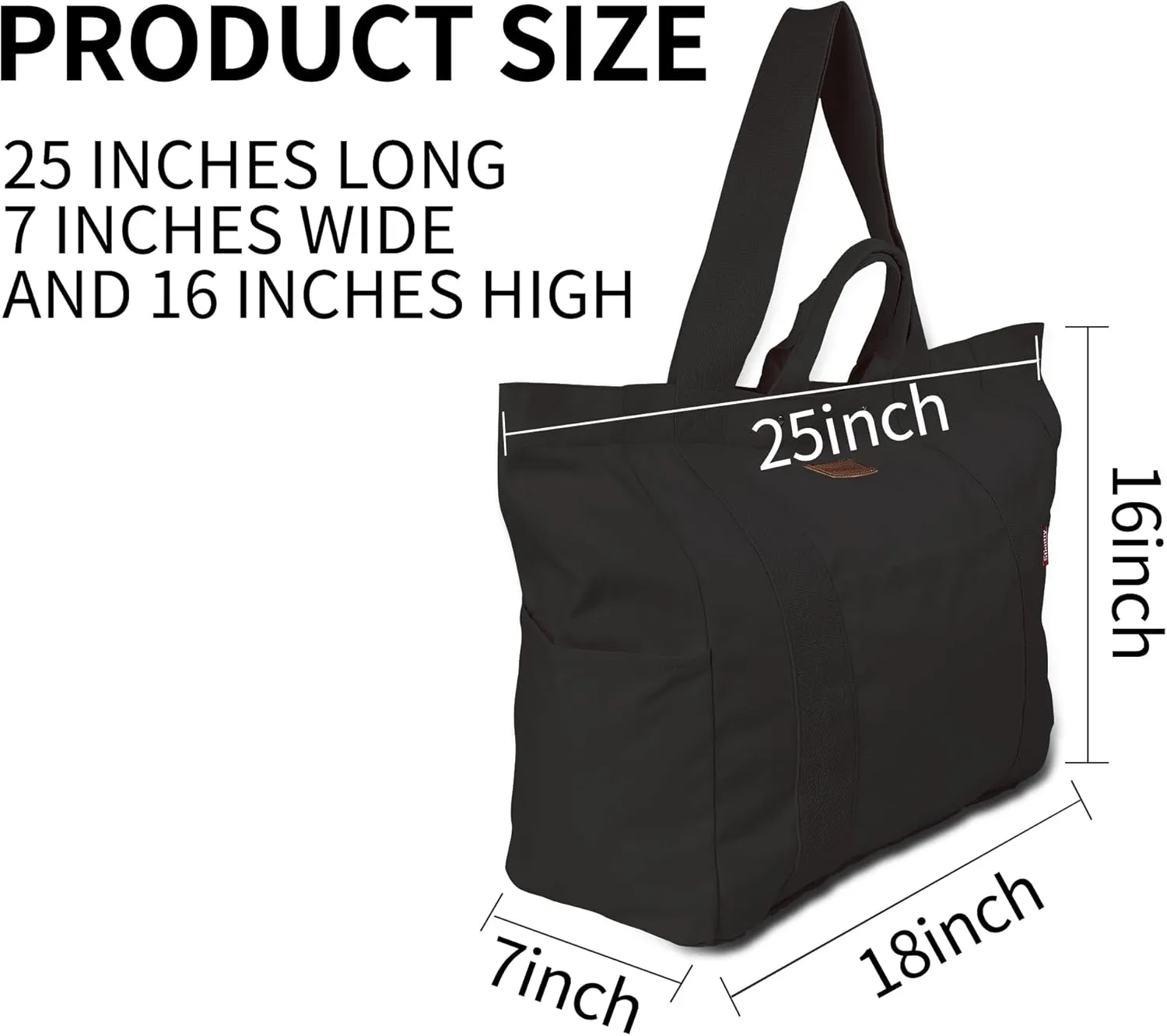 Large Tote Bag, Everything Bag, Heavy Duty Canvas, Full-Size Zipper, Reusable, Suitable for DIY, Natural Cotton.