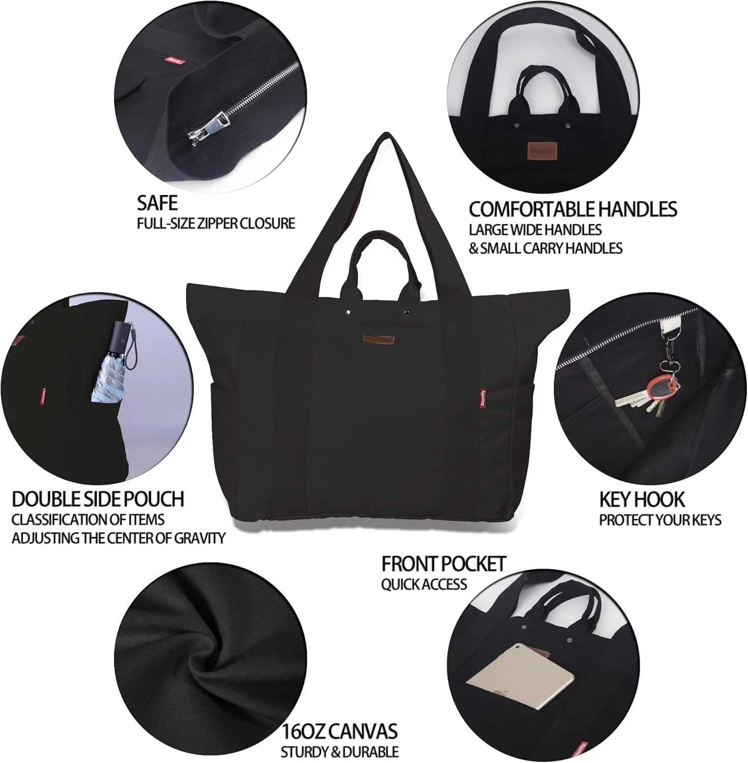 Large Tote Bag, Everything Bag, Heavy Duty Canvas, Full-Size Zipper, Reusable, Suitable for DIY, Natural Cotton.