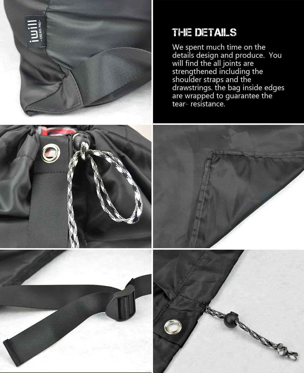 Laundry Backpack with Adjustable Shoulder Straps, Drawstring Laundry Storage Bags for in Launderettes, laundromat, College Dorm Room, Black