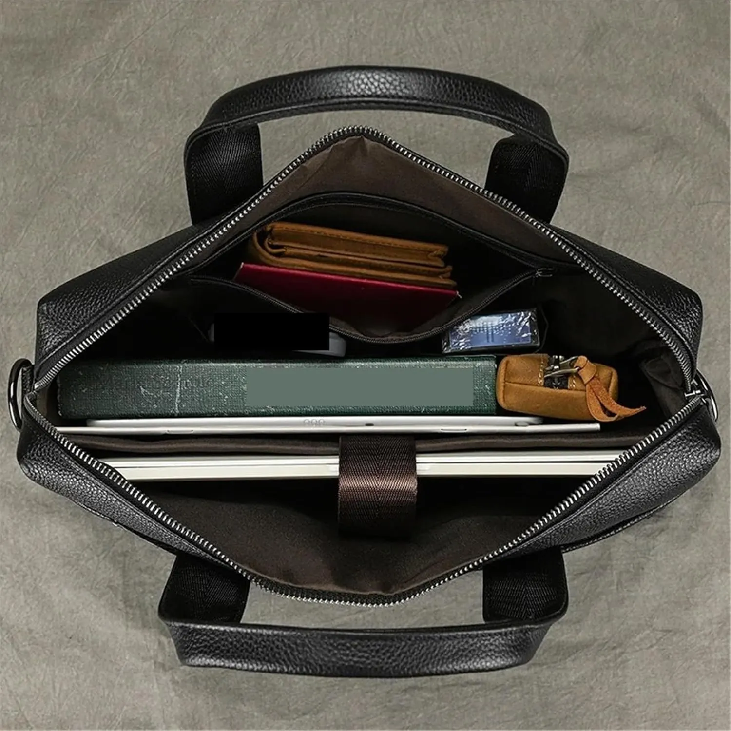 Leather Briefcase for Women Men's Business Briefcase Fit 15" PC Handbag Male Laptop Handbag A4 Office Man Crossbody Bag