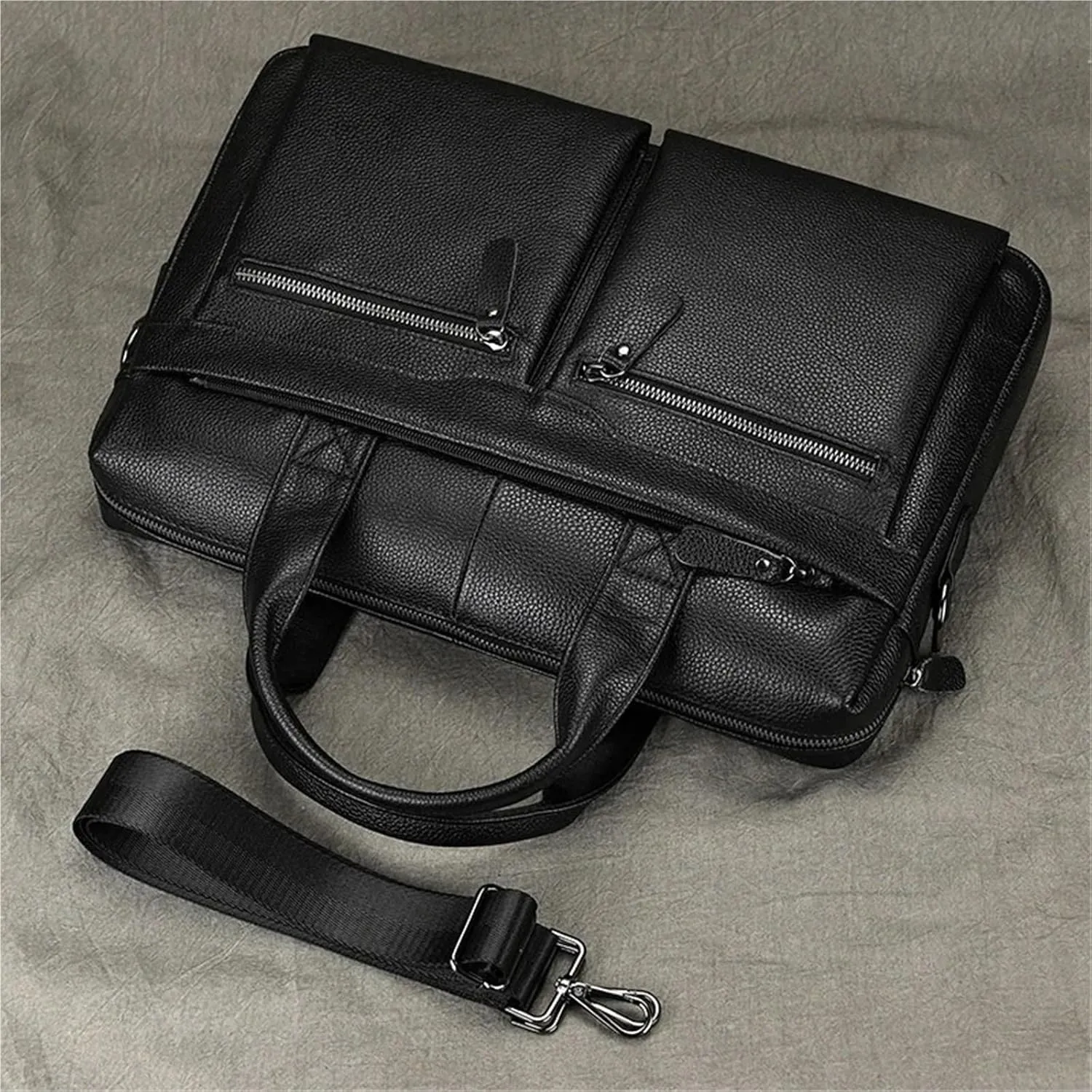 Leather Briefcase for Women Men's Business Briefcase Fit 15" PC Handbag Male Laptop Handbag A4 Office Man Crossbody Bag