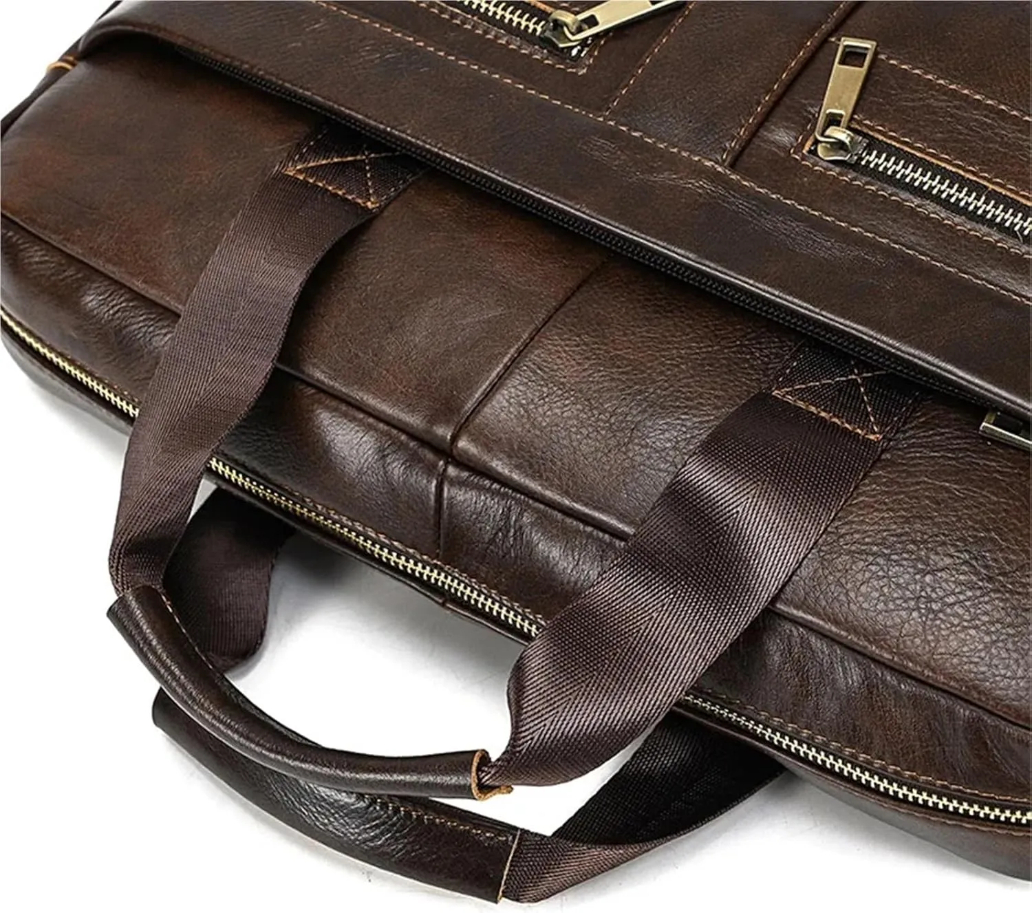 Leather Briefcase for Women Men's Business Briefcase Fit 15" PC Handbag Male Laptop Handbag A4 Office Man Crossbody Bag