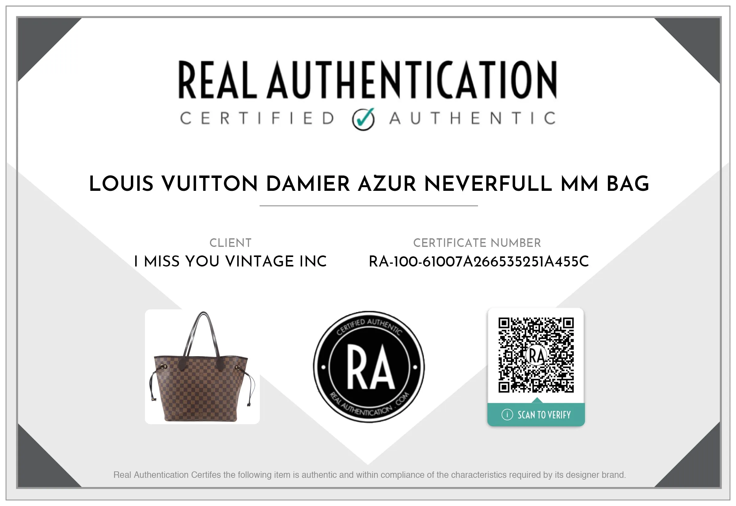 Louis Vuitton Damier Ebene Neverfull MM Tote Bag