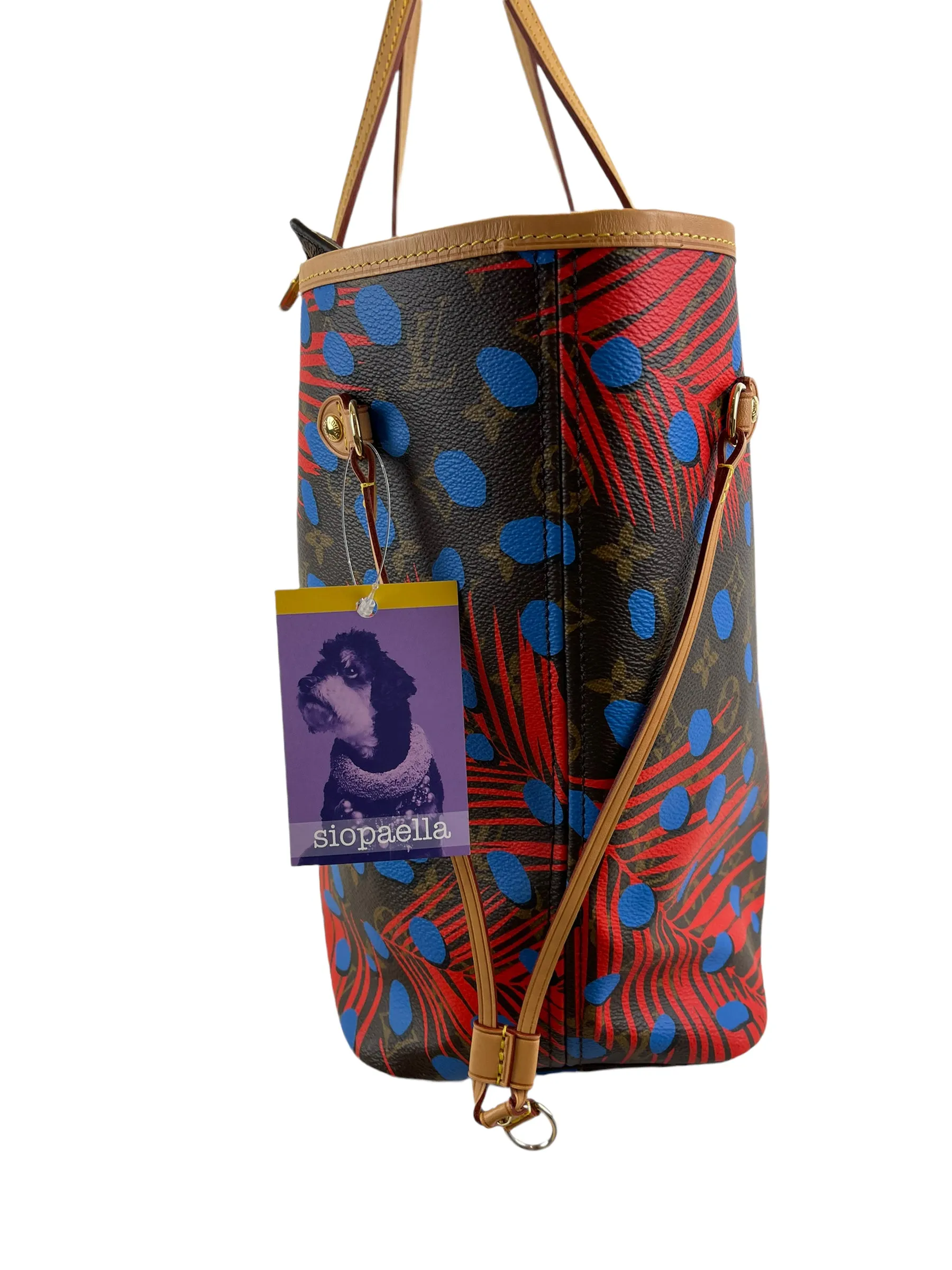 Louis Vuitton Limited Edition Palm Print Neverfull MM - Red Lining