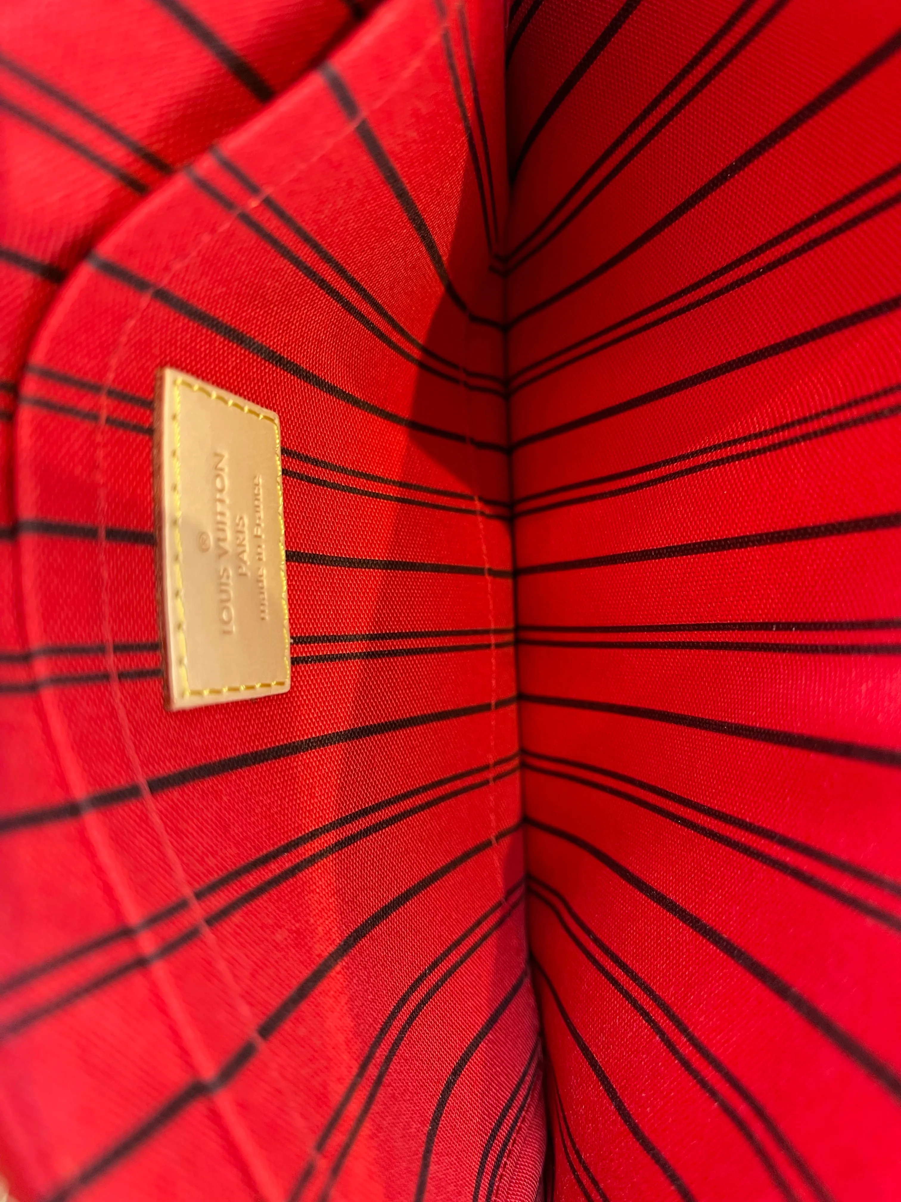 Louis Vuitton Limited Edition Palm Print Neverfull MM - Red Lining