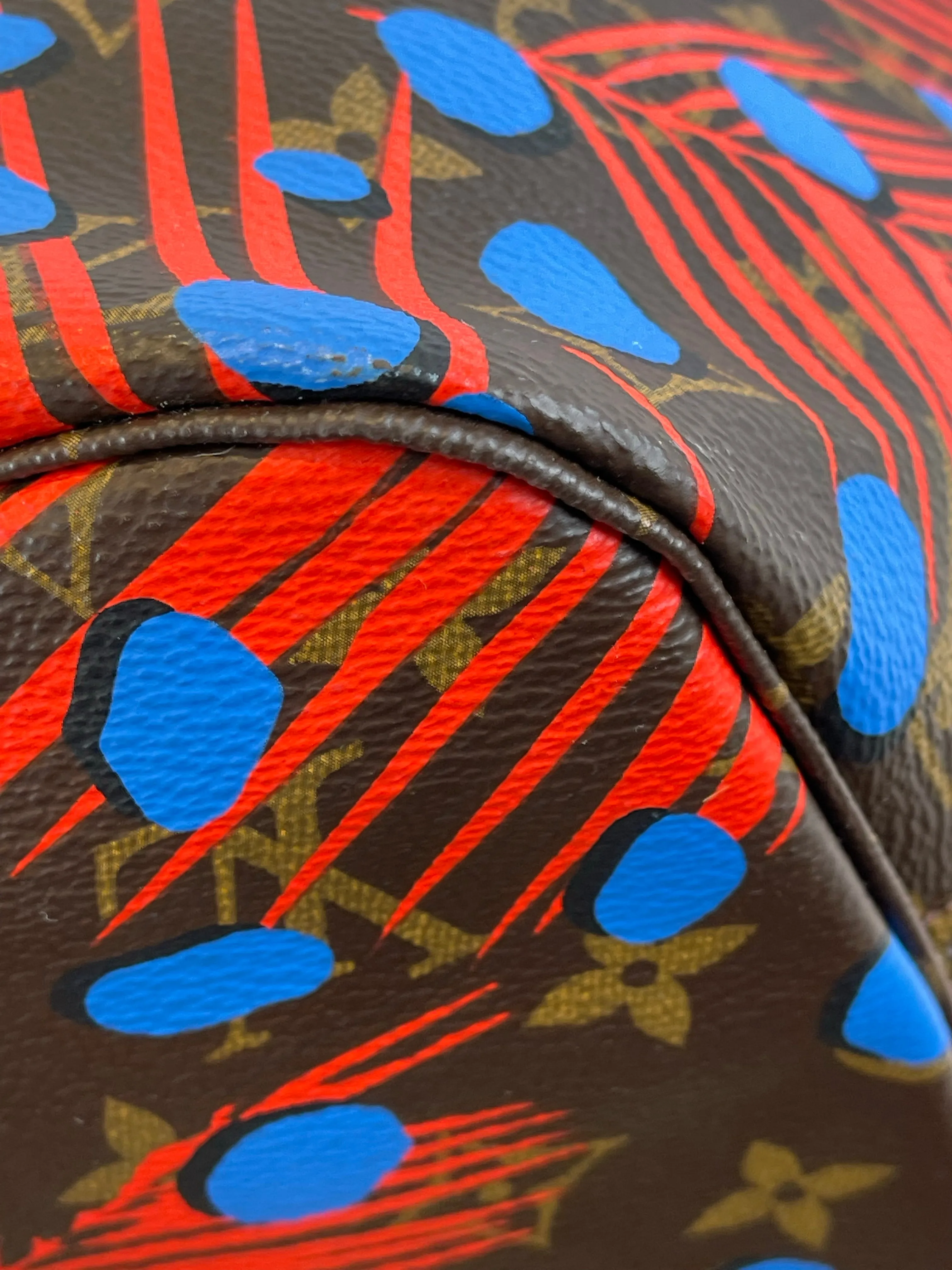 Louis Vuitton Limited Edition Palm Print Neverfull MM - Red Lining