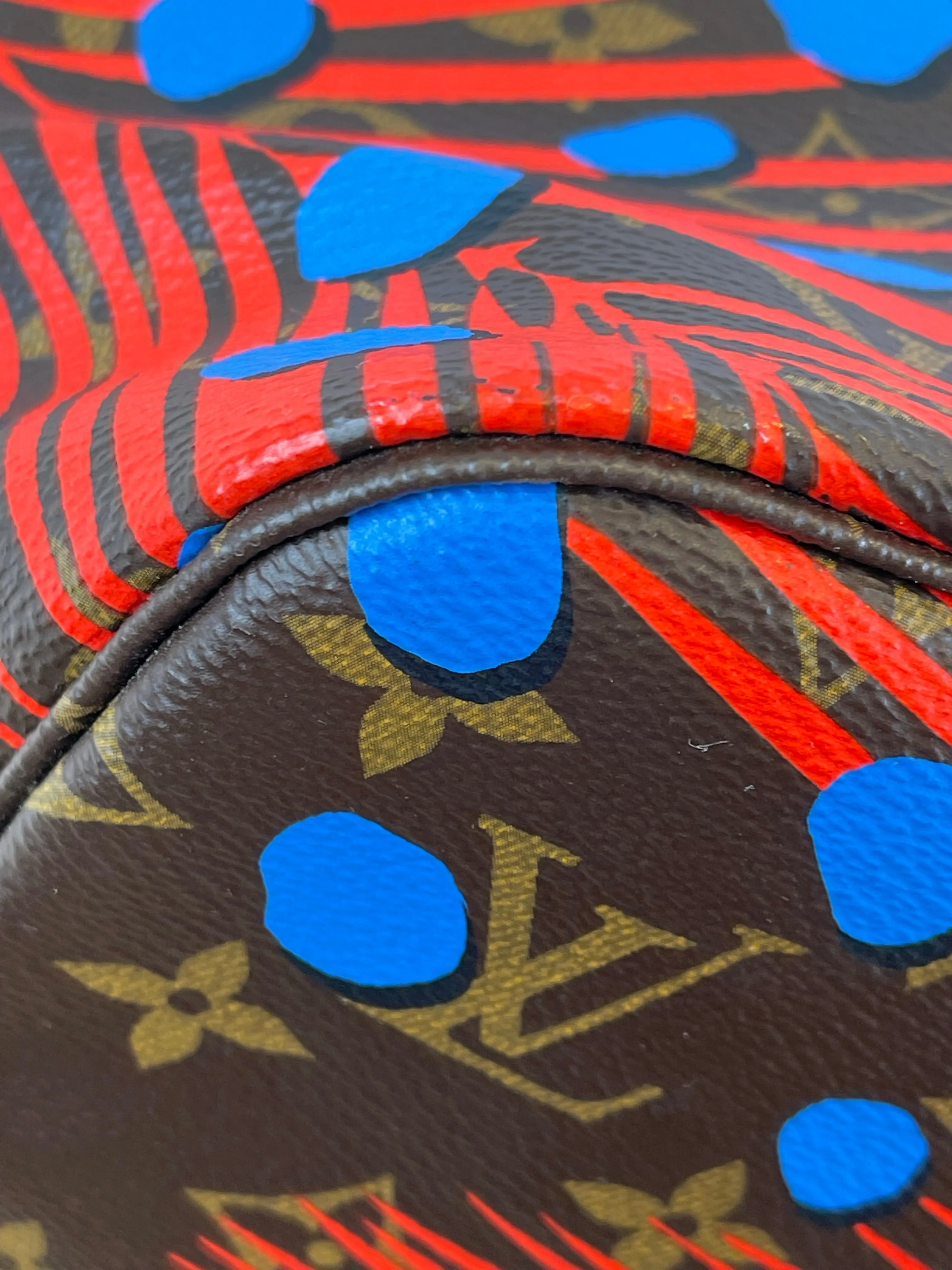 Louis Vuitton Limited Edition Palm Print Neverfull MM - Red Lining