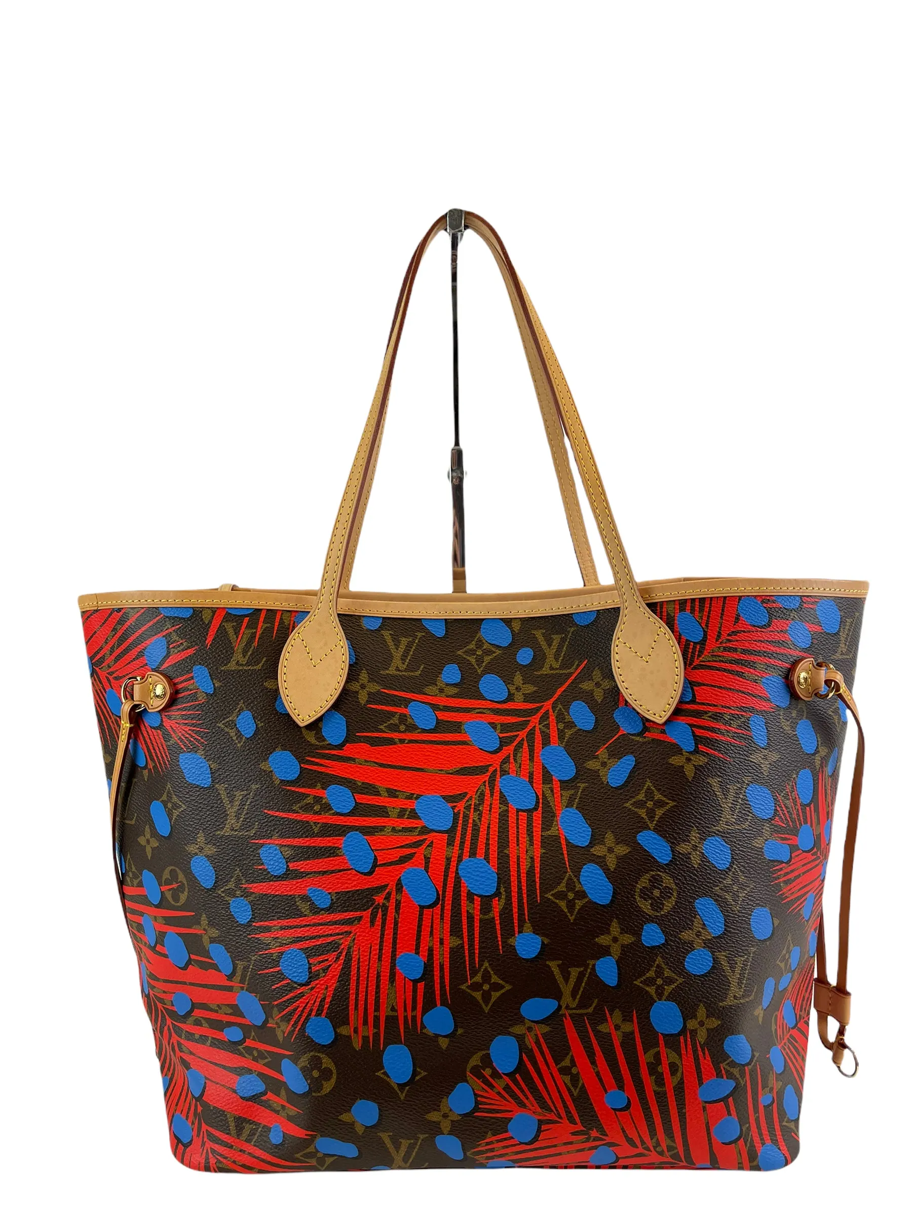 Louis Vuitton Limited Edition Palm Print Neverfull MM - Red Lining