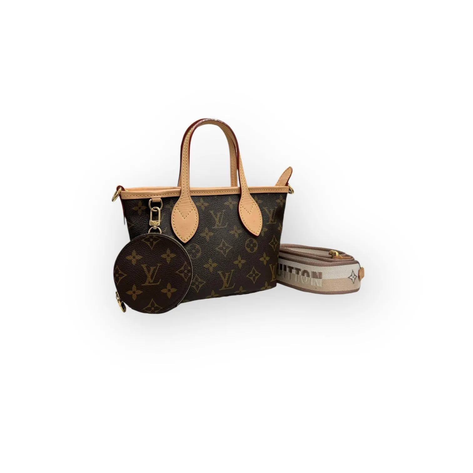 Louis Vuitton LV Neverful BB Beige Classic Monogram, Gold-tone Hardware