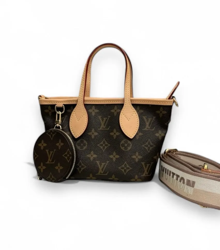 Louis Vuitton LV Neverful BB Beige Classic Monogram, Gold-tone Hardware