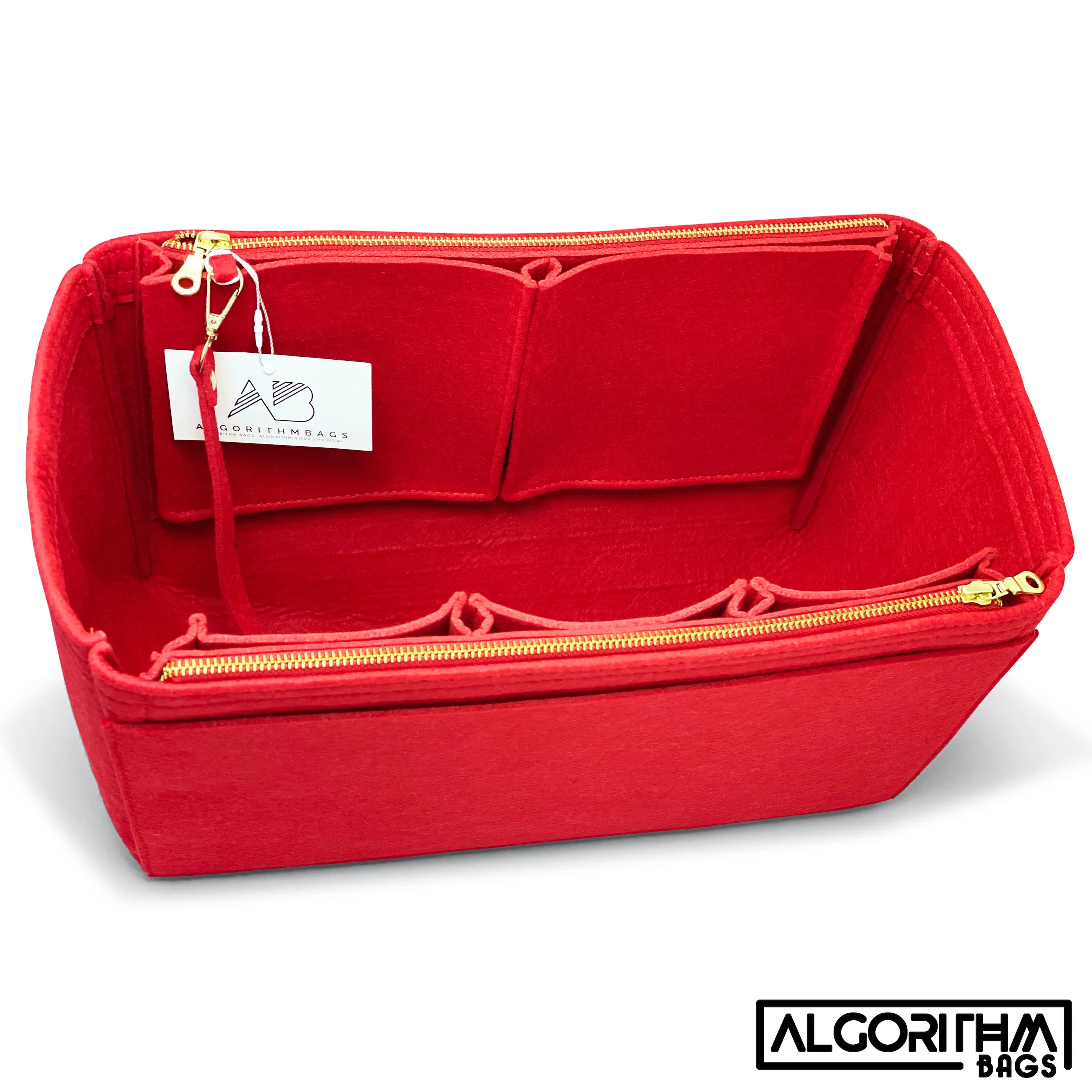 LV Neverfull NF GM Purse Organizer with Zippers, Cherry Red Only @AlgorithmBags® for Louis Vuitton, 3mm Felt