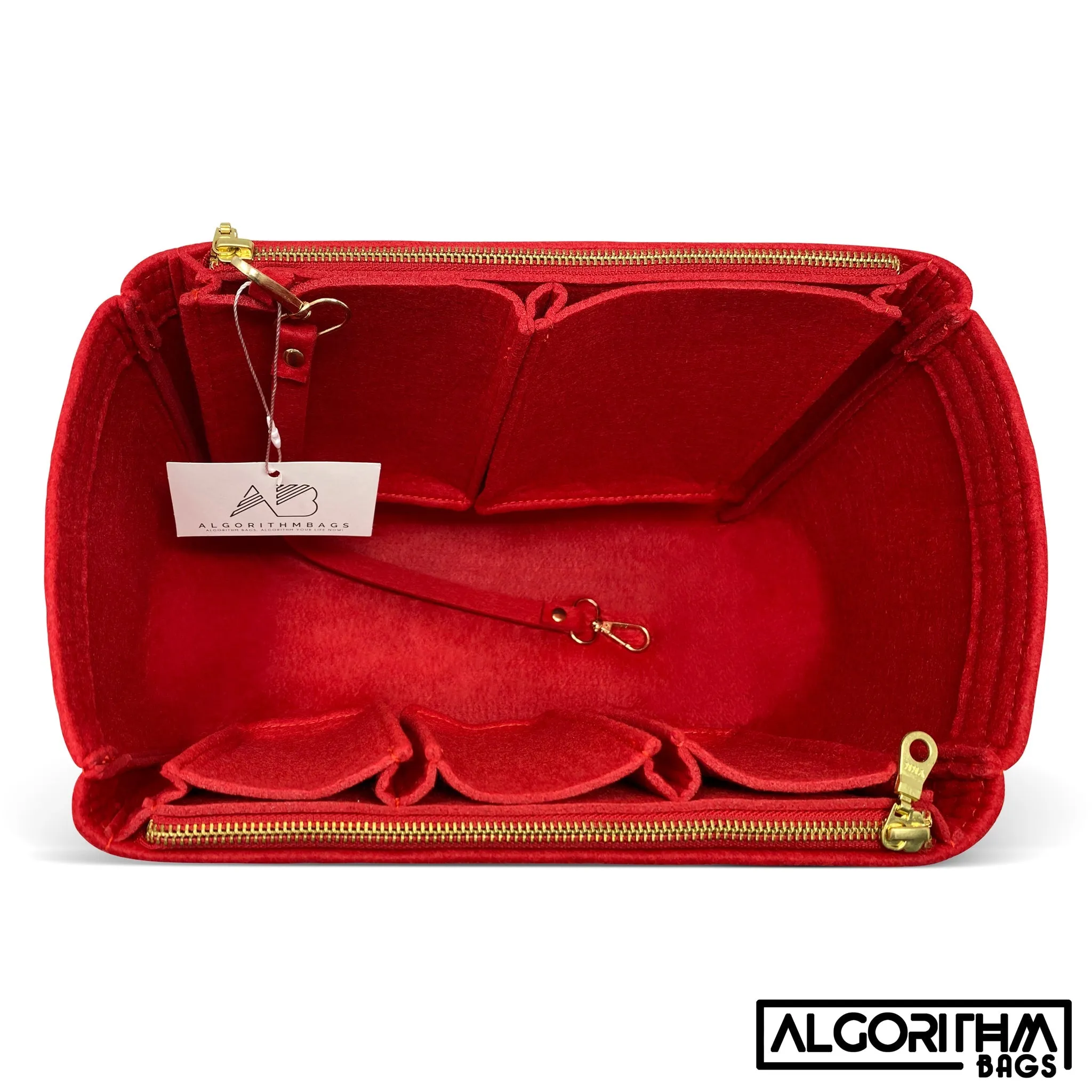LV Neverfull NF GM Purse Organizer with Zippers, Cherry Red Only @AlgorithmBags® for Louis Vuitton, 3mm Felt
