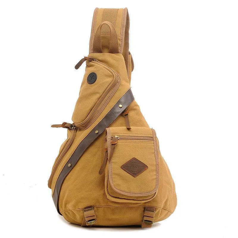 Men's Chest Pack Vintage Canvas Sling Bag