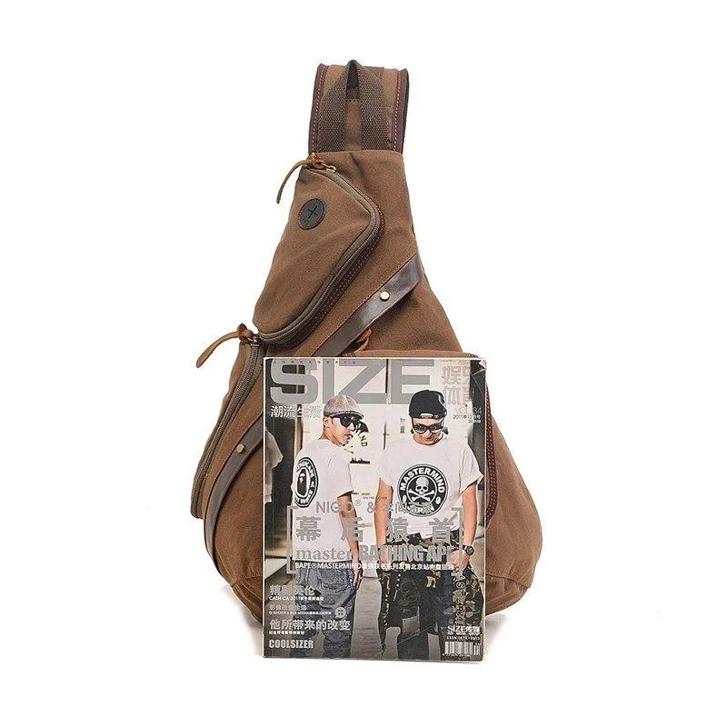 Men's Chest Pack Vintage Canvas Sling Bag