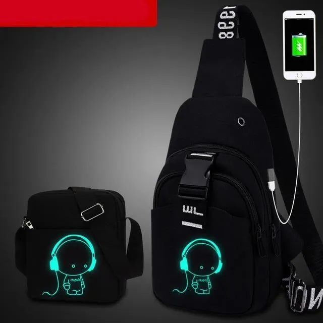 Multifunction Fashion Men women Crossbody Bags USB Charging Chest Pack