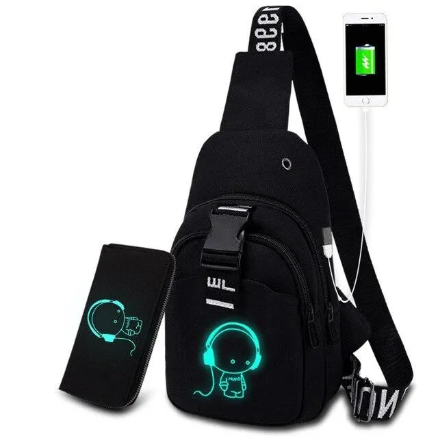 Multifunction Fashion Men women Crossbody Bags USB Charging Chest Pack