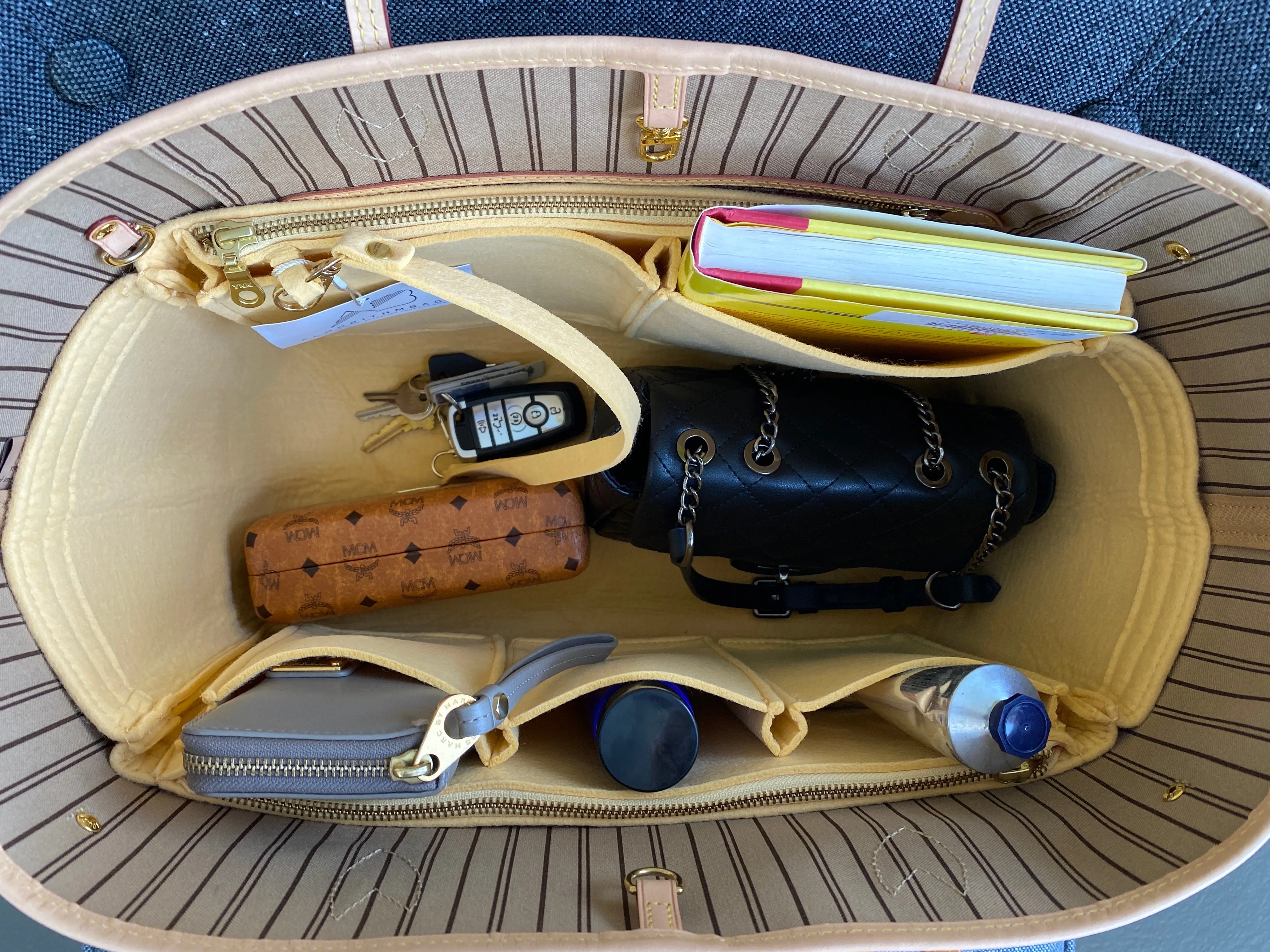 NEW! LV Neverfull MM NF Purse Organizer with Zippers, Tan Beige, for Louis Vuitton, 3mm Felt, Only @AlgorithmBags®
