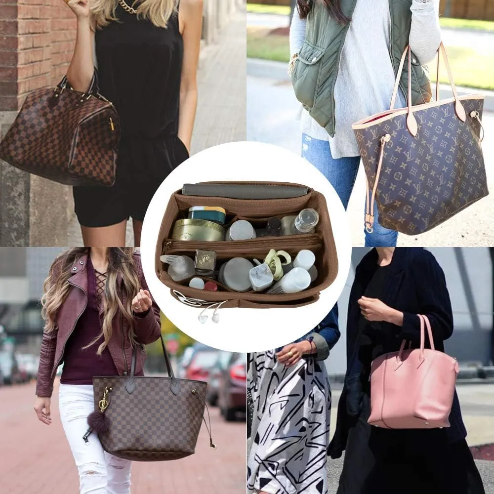 OMYSTYLE Purse Organizer Insert, Felt Tote Bag Organizer Insert with 5 Sizes, Handbag Dividers for Inside Purse, Compatible with Longchamp, Neverful, Speedy and More