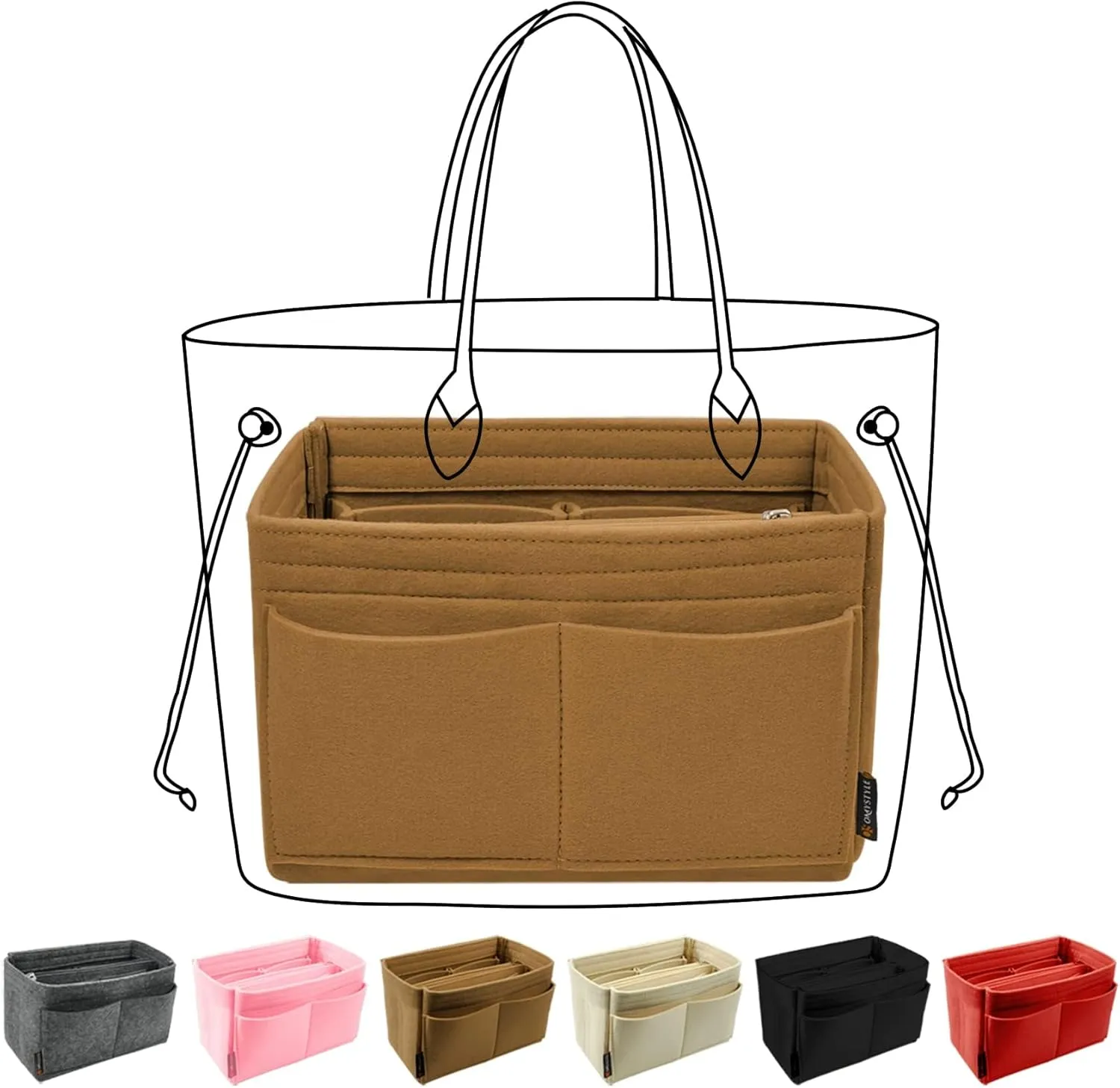OMYSTYLE Purse Organizer Insert, Felt Tote Bag Organizer Insert with 5 Sizes, Handbag Dividers for Inside Purse, Compatible with Longchamp, Neverful, Speedy and More