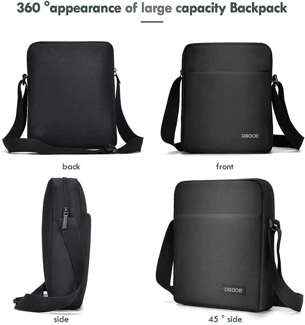 OSOCE Sling Bag Casual Daypack Chest Crossbody Shoulder Bag Lightweight for Women Men Travel Business Office School (Black)