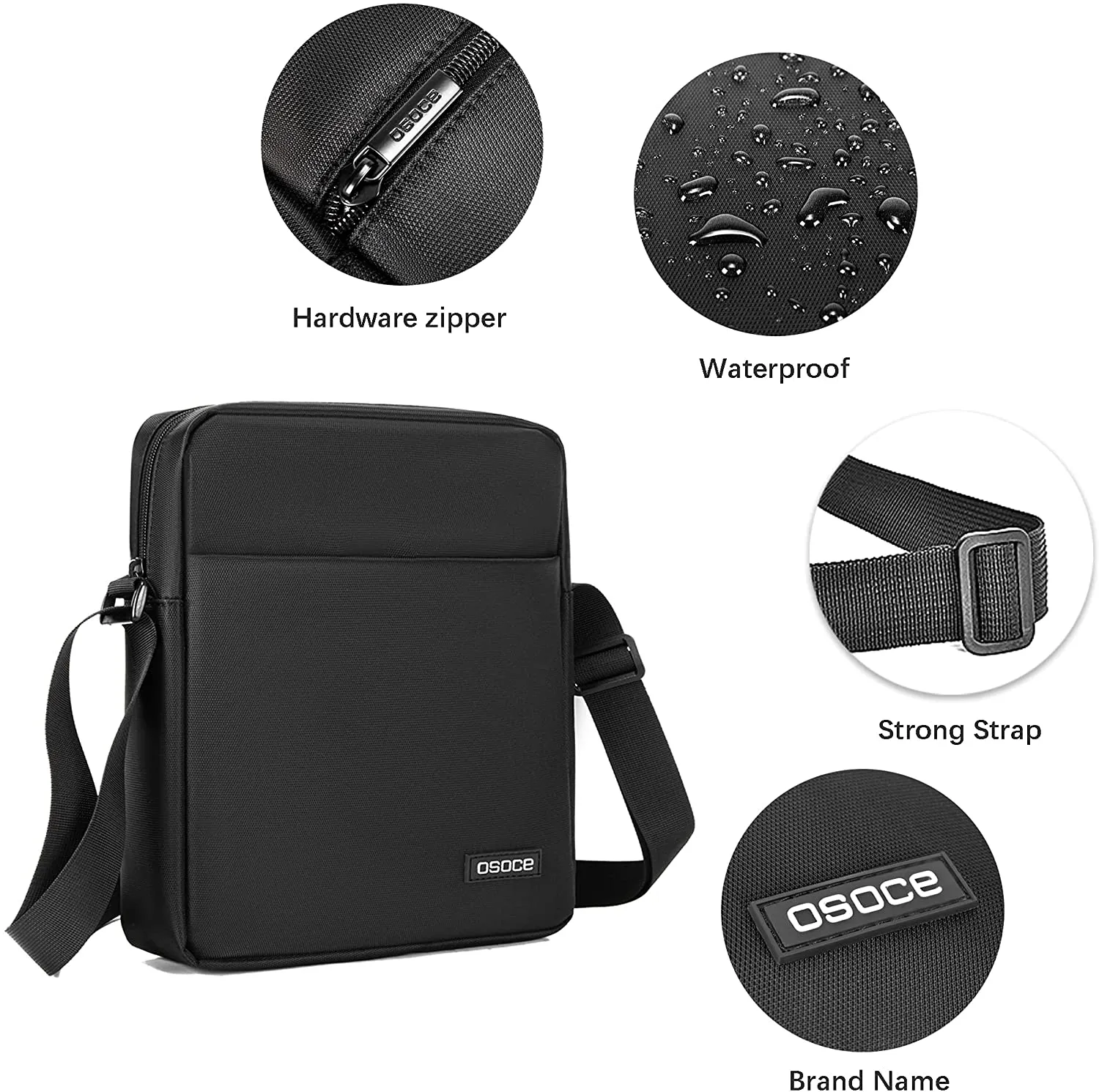 OSOCE Sling Bag Casual Daypack Chest Crossbody Shoulder Bag Lightweight for Women Men Travel Business Office School (Black)