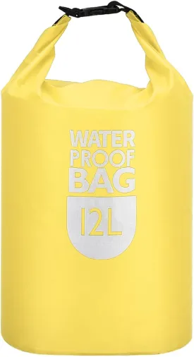 PATIKIL 12L Waterproof Dry Bag, Portable Dry Sack Roll Top Bag Lightweight Dry Storage Bag for Gym Kayaking Hiking Swimming Camping, Yellow