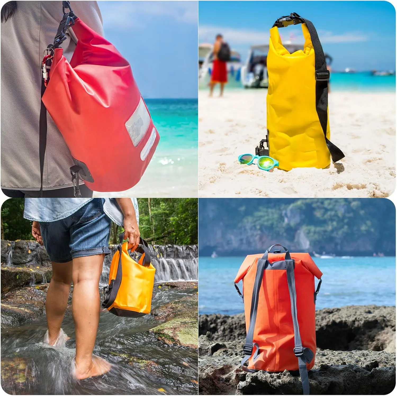 PATIKIL 24L Waterproof Dry Bag, Portable Dry Sack Roll Top Bag Lightweight Dry Storage Bag for Gym Kayaking Hiking Swimming Camping, Fruit Green